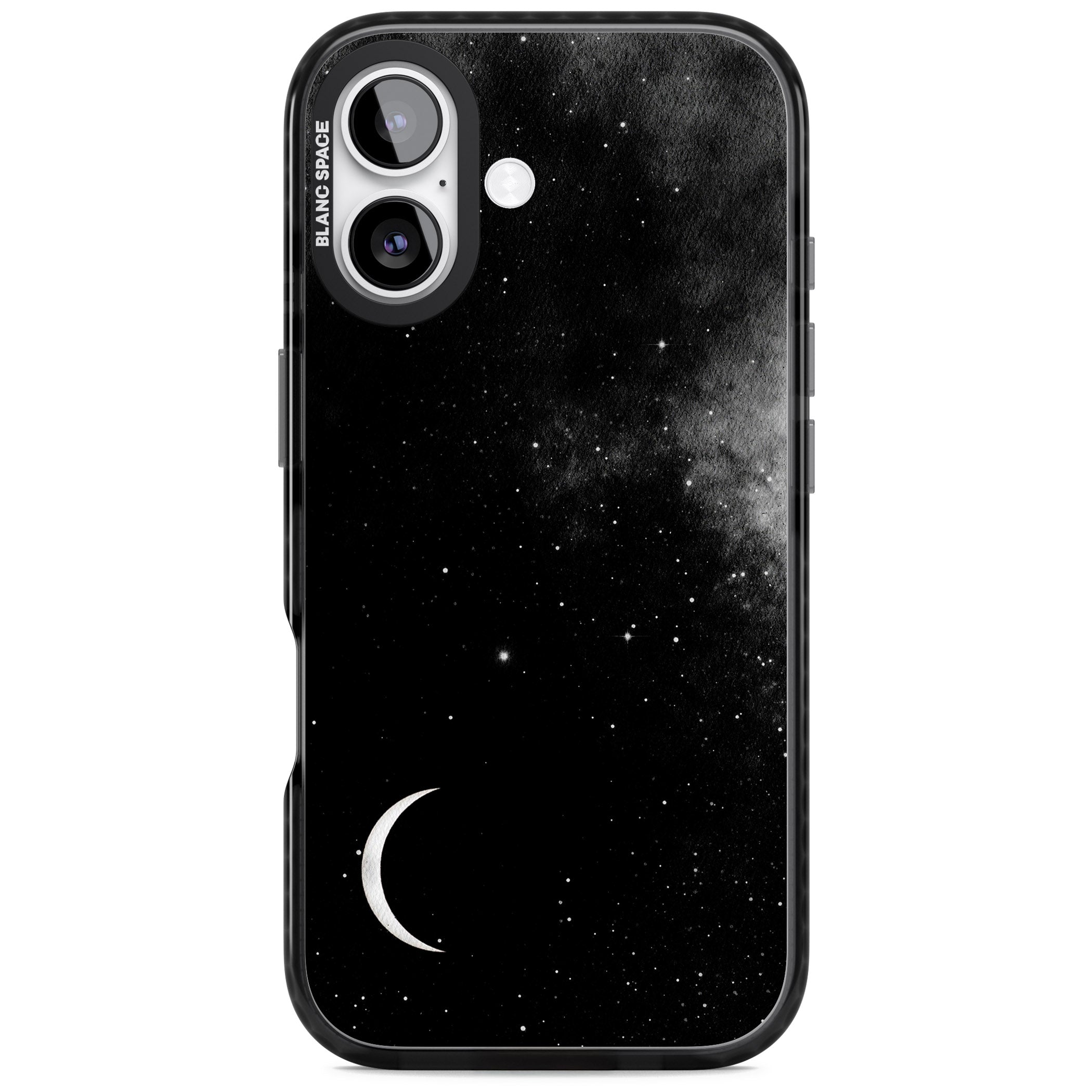Night Sky Galaxies: Crescent Moon iPhone 17 Impact Pro Black Phone Case