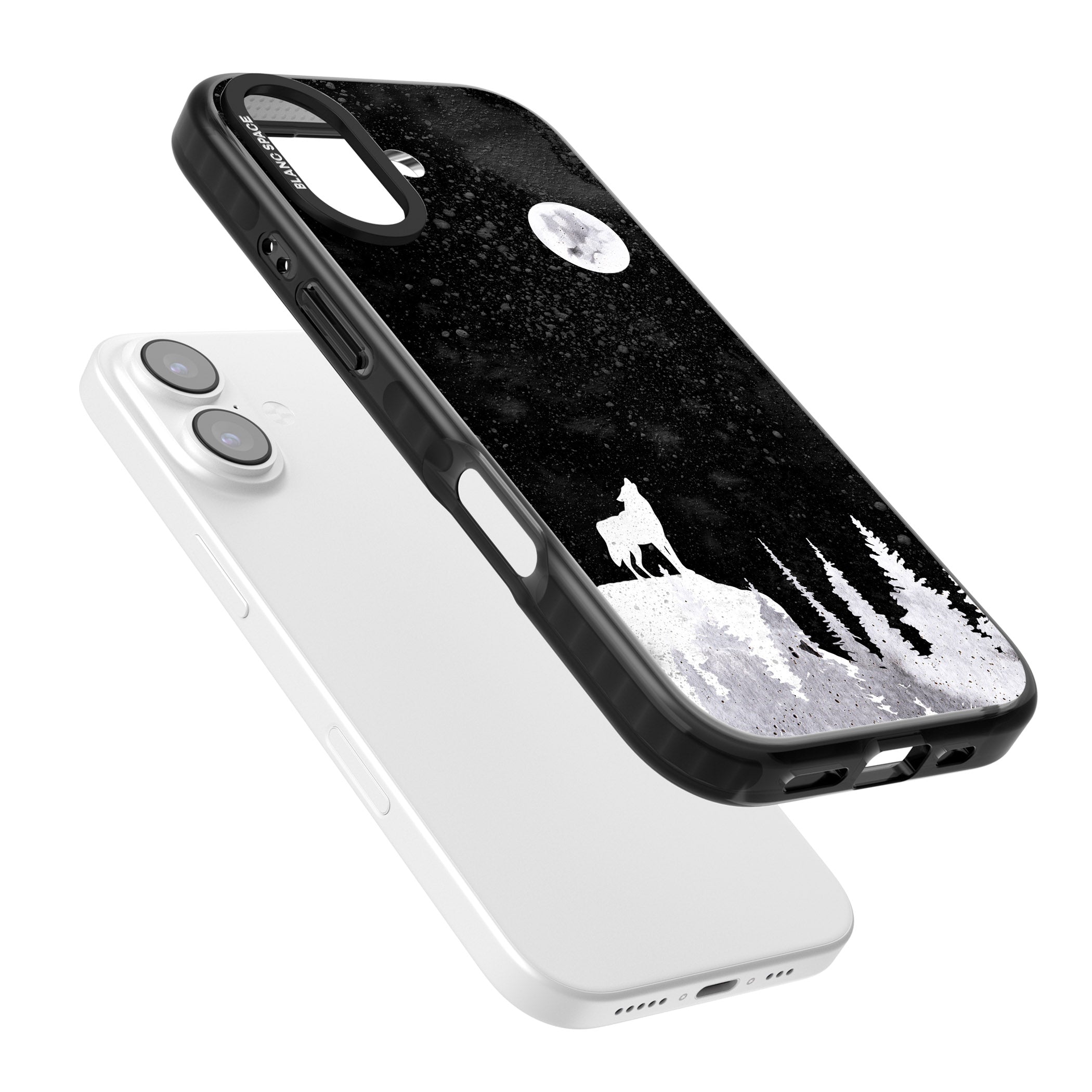 Moon Phases: Wolf & Full Moon iPhone 17 Impact Pro Black Phone Case Colours