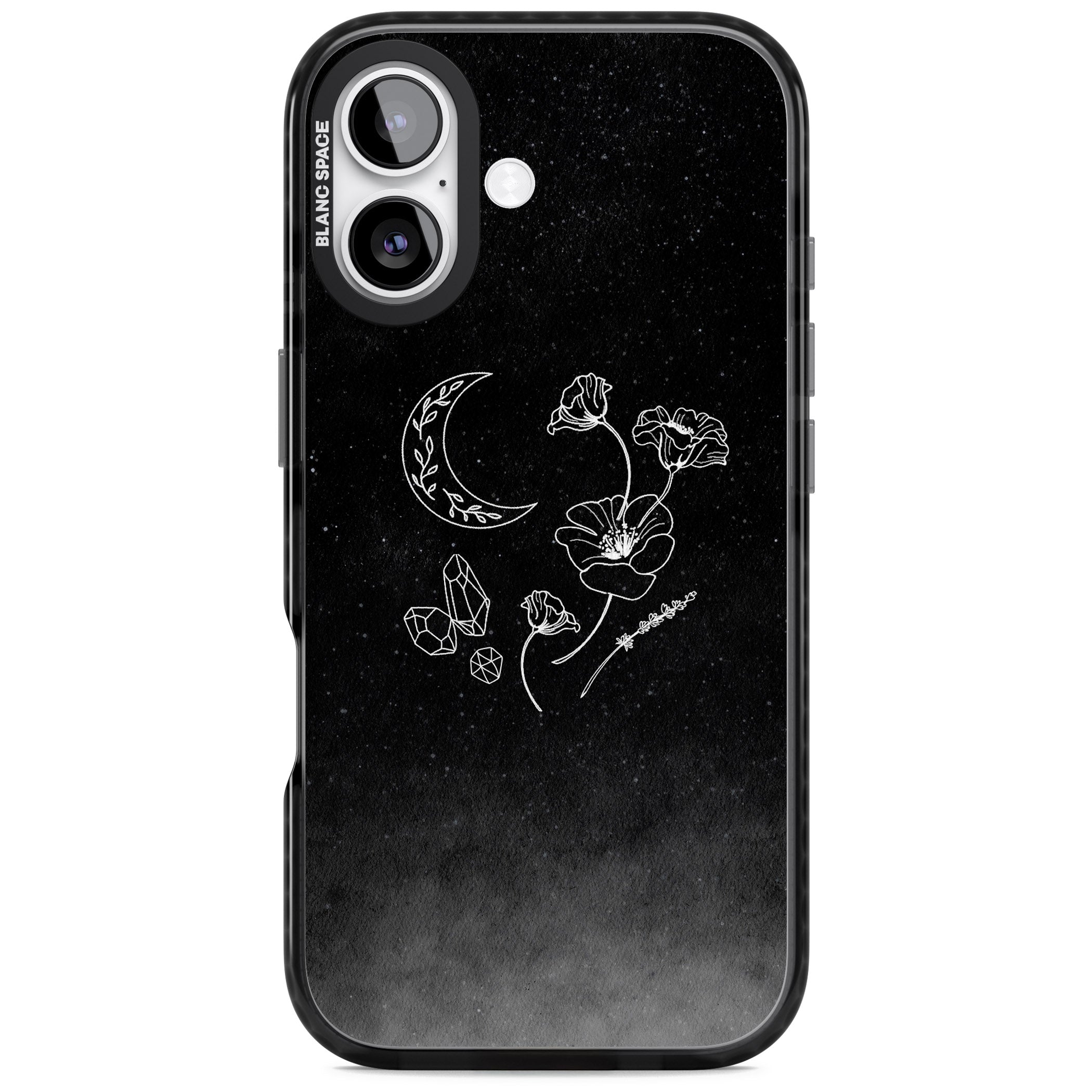Midnight Moon Botanic iPhone 17 Impact Pro Black Phone Case