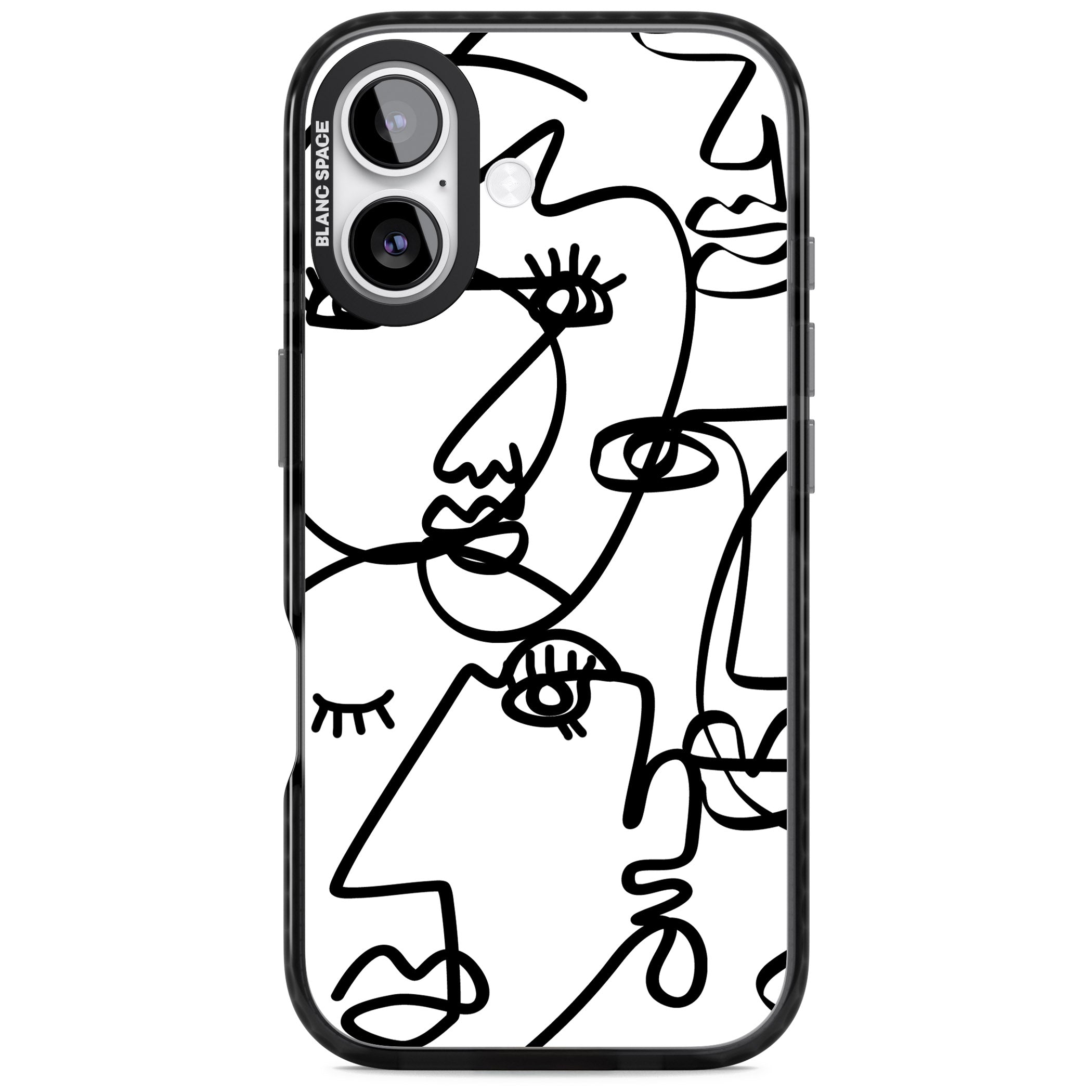 Abstract Line Art Black White iPhone 17 Impact Pro Black Phone Case