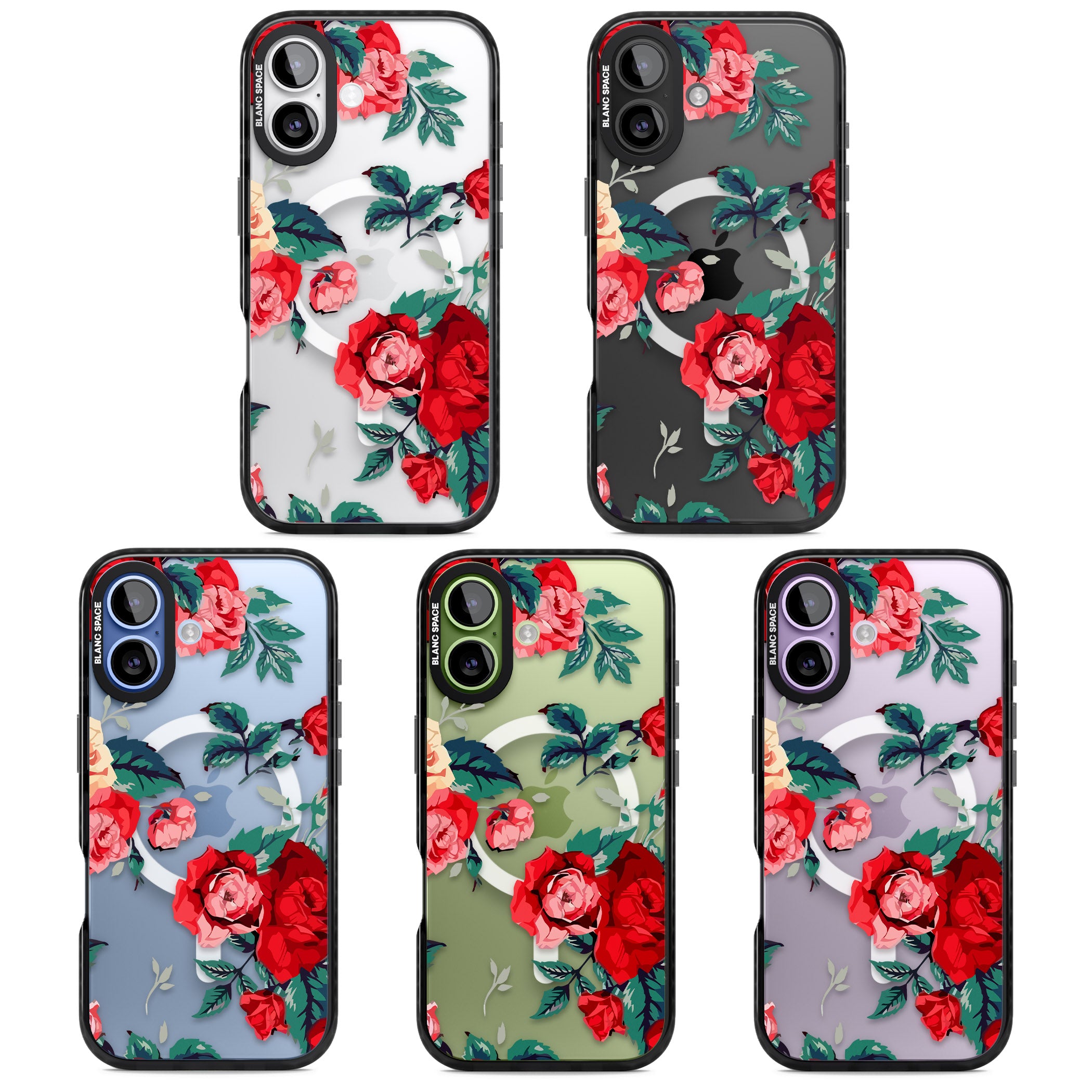 Rose Pattern iPhone 17 Impact Pro Black Phone Case APT Impact Protection