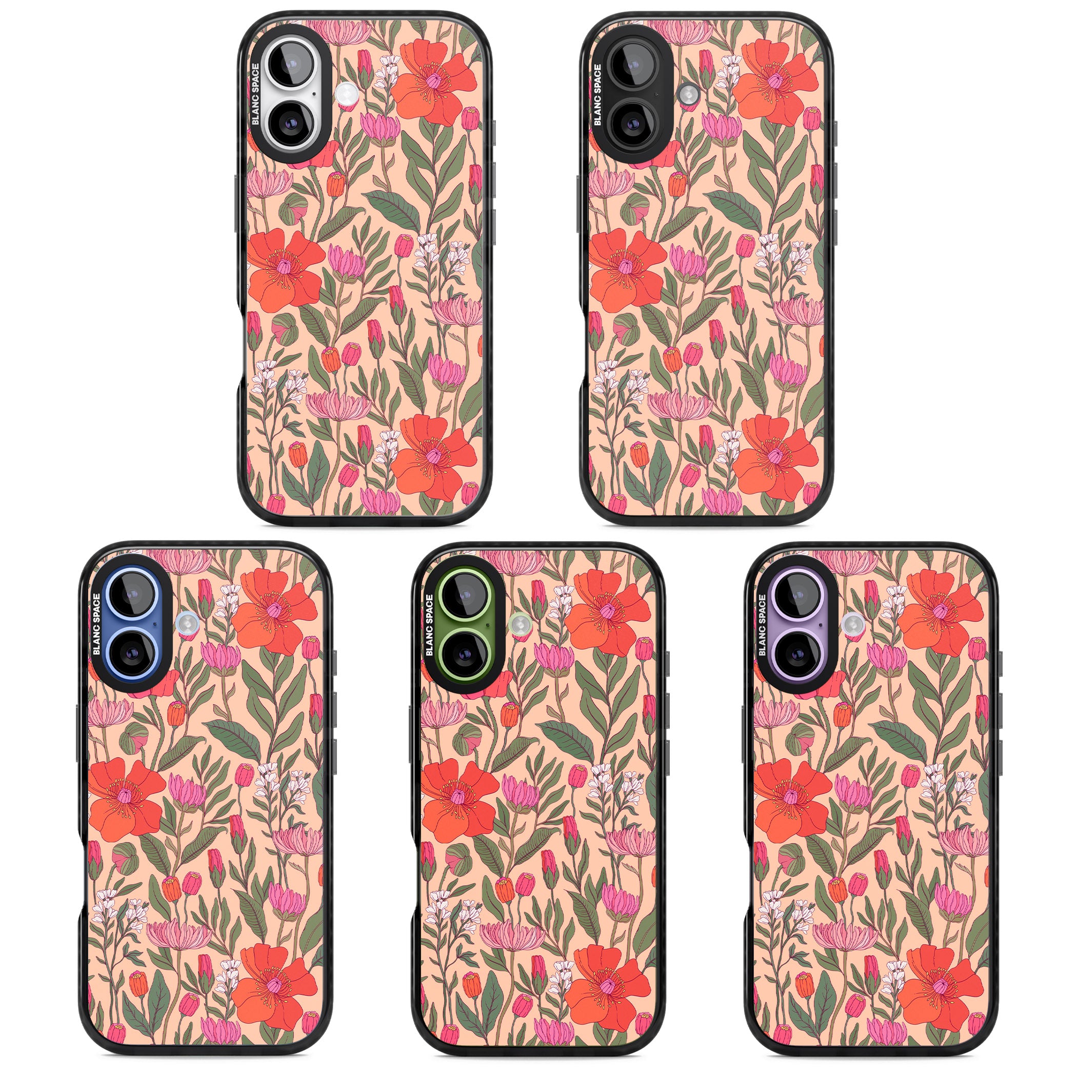Peachy Floral Background iPhone 17 Impact Pro Black Phone Case APT Impact Protection