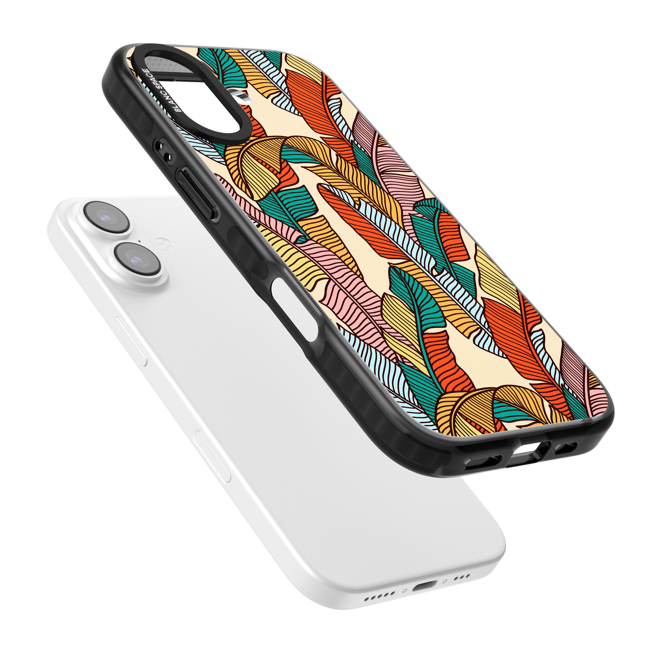 Pastel Palm Leaves iPhone 17 Impact Pro Black Phone Case Colours