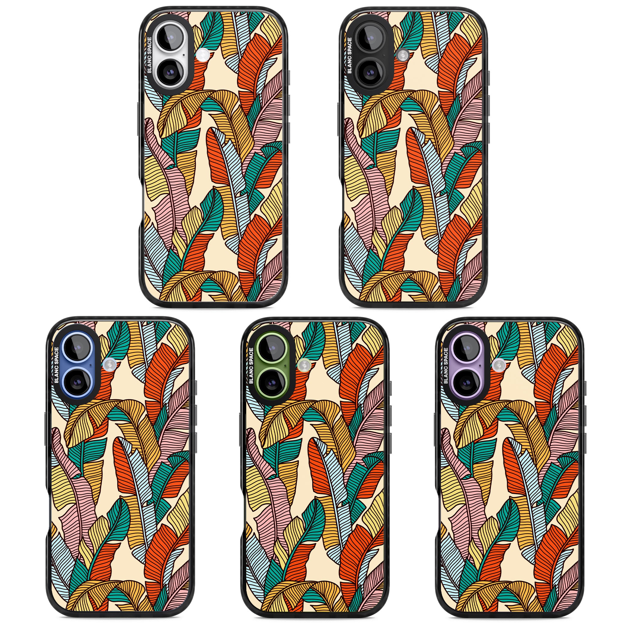 Pastel Palm Leaves iPhone 17 Impact Pro Black Phone Case APT Impact Protection