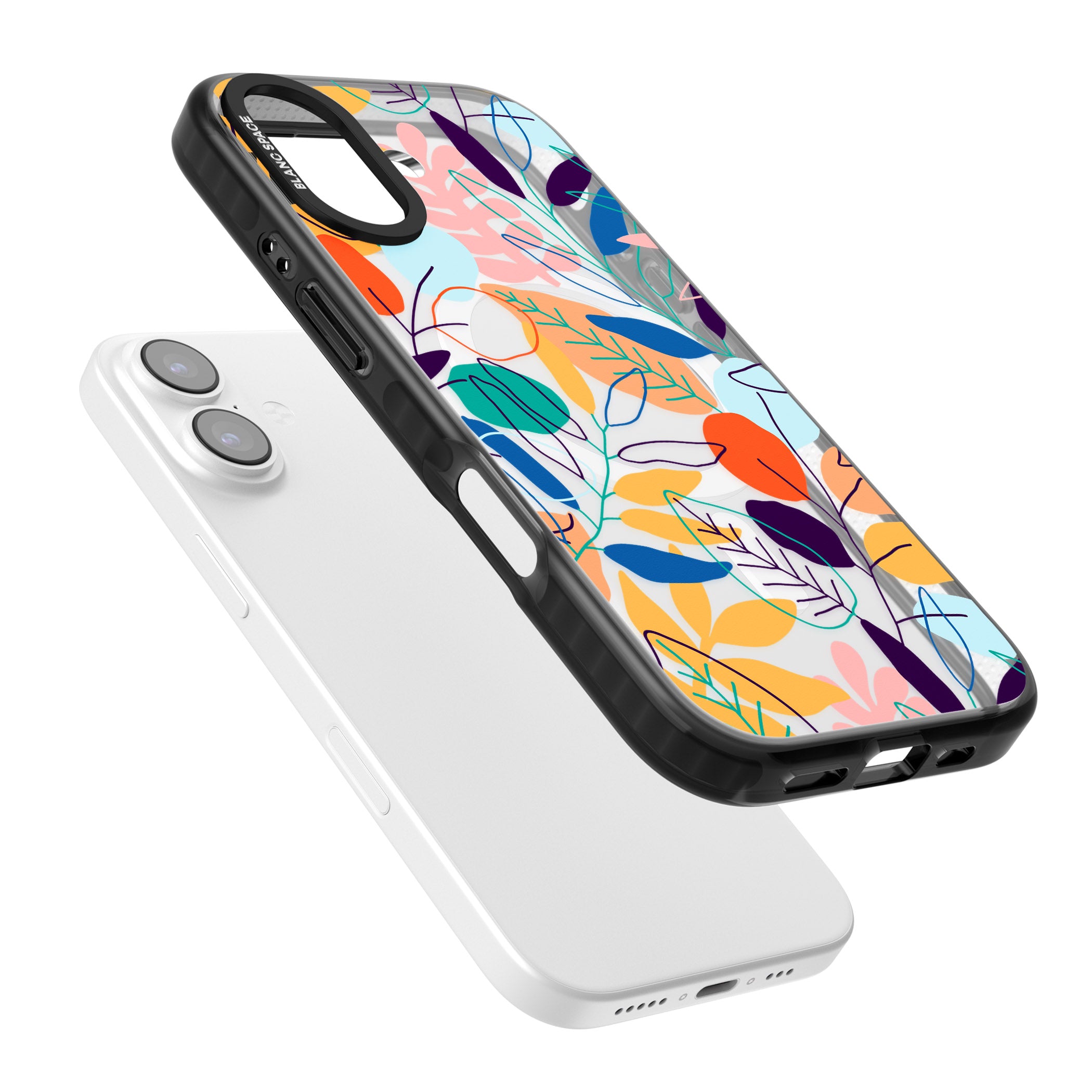 Abstract Line Drawn Leaves iPhone 17 Impact Pro Black Phone Case Colours