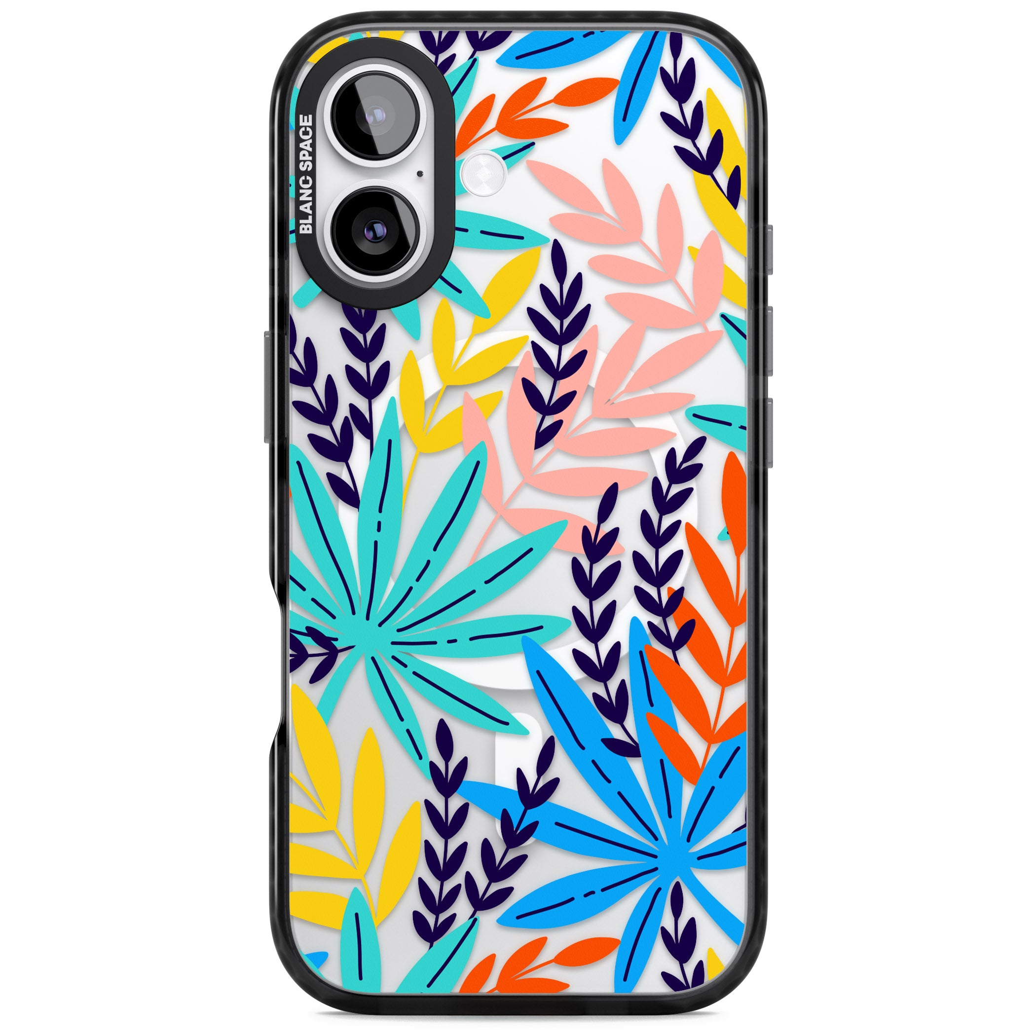 Tropical Palm Leaves iPhone 17 Impact Pro Black Phone Case