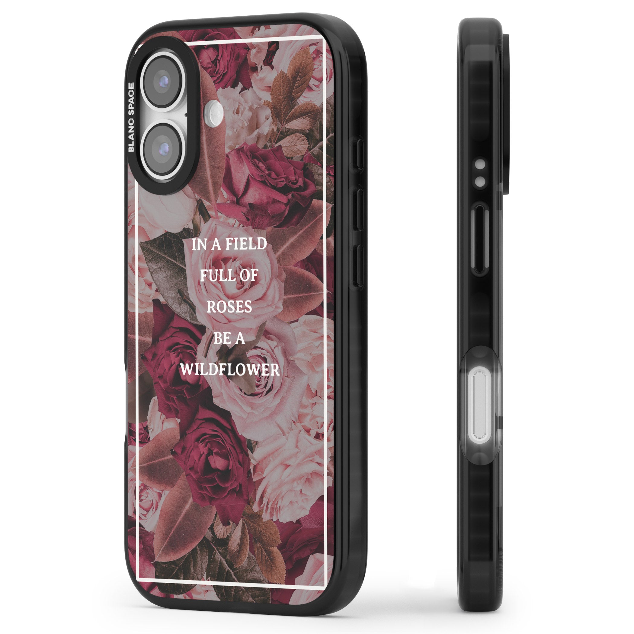 Wildflower Floral Quote iPhone 17 Impact Pro Black Phone Case Side Profile
