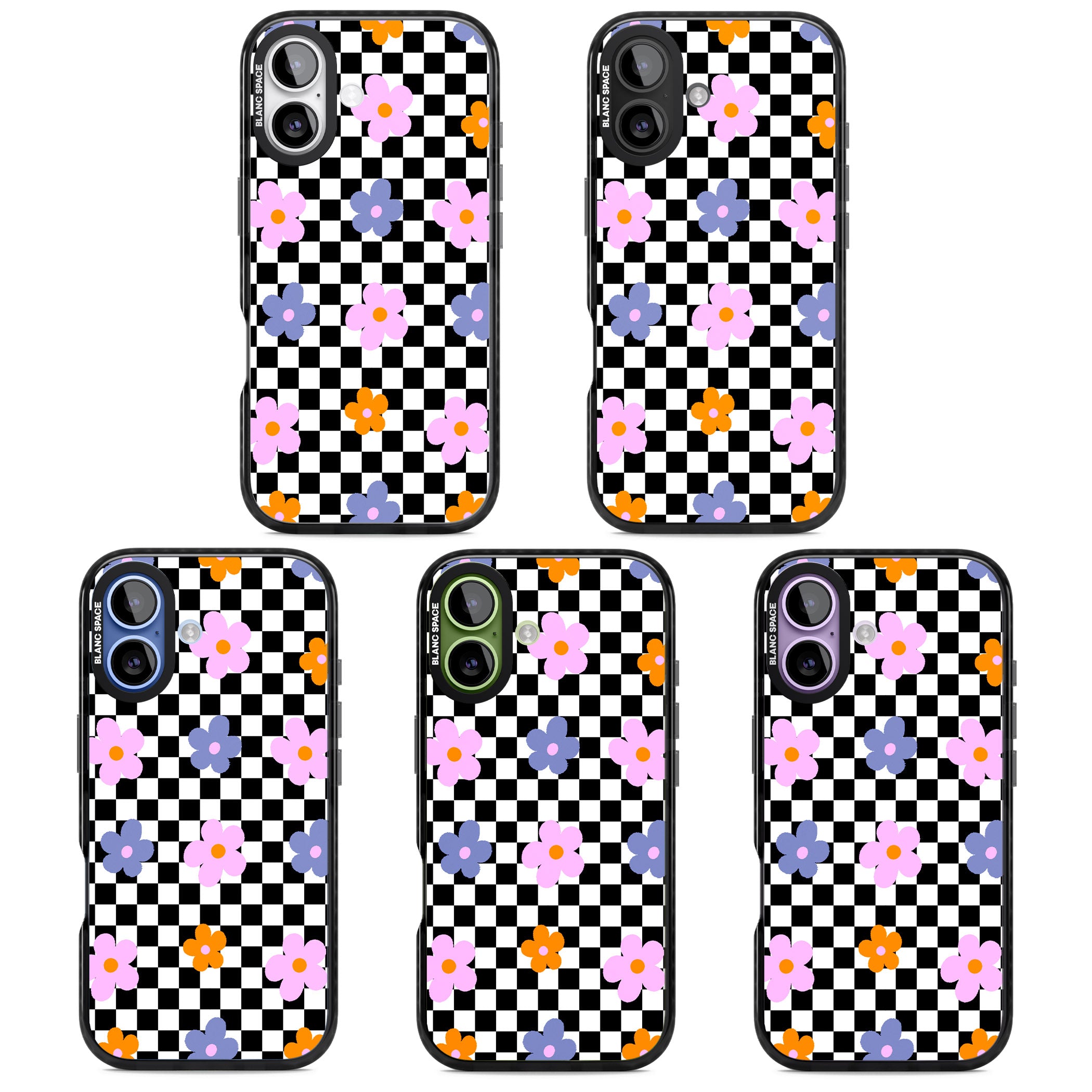 Checkered Blossom iPhone 17 Impact Pro Black Phone Case APT Impact Protection