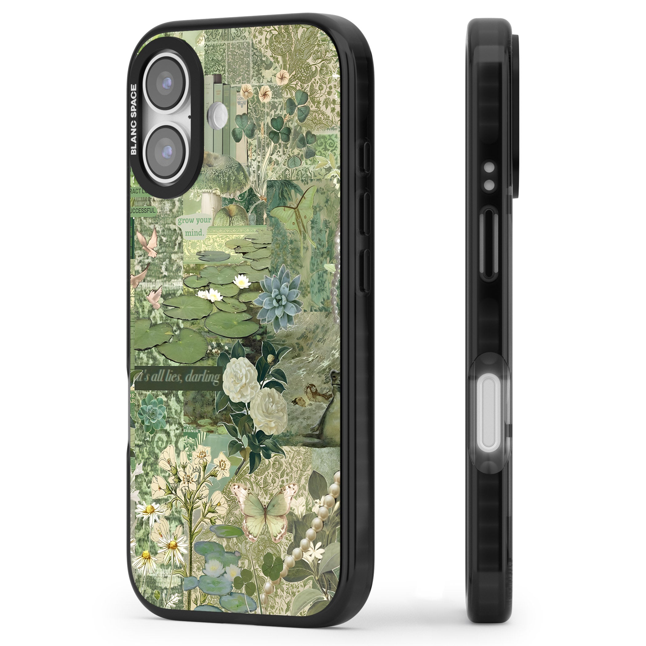 Sage Collage iPhone 17 Impact Pro Black Phone Case Side Profile