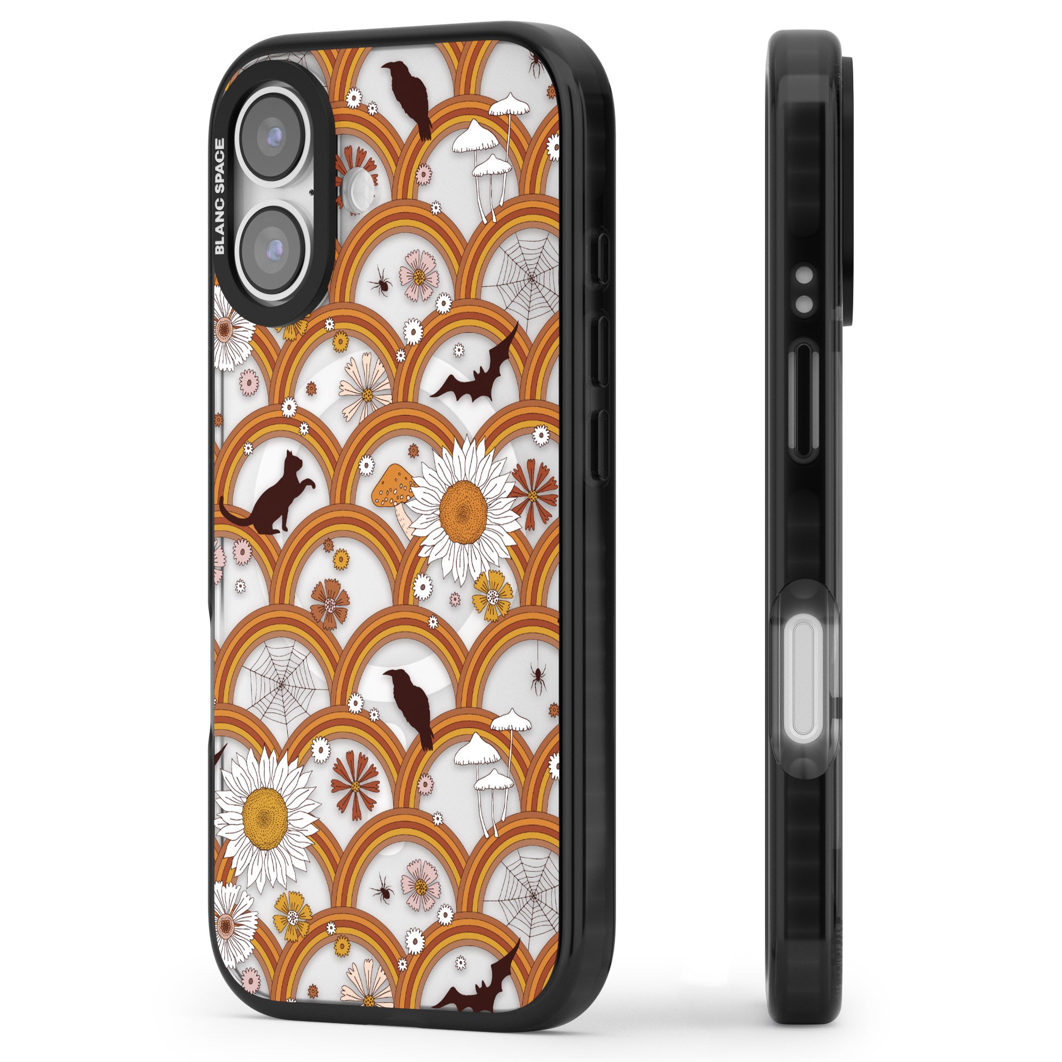 Halloween Rainbows iPhone 17 Impact Pro Black Phone Case Side Profile