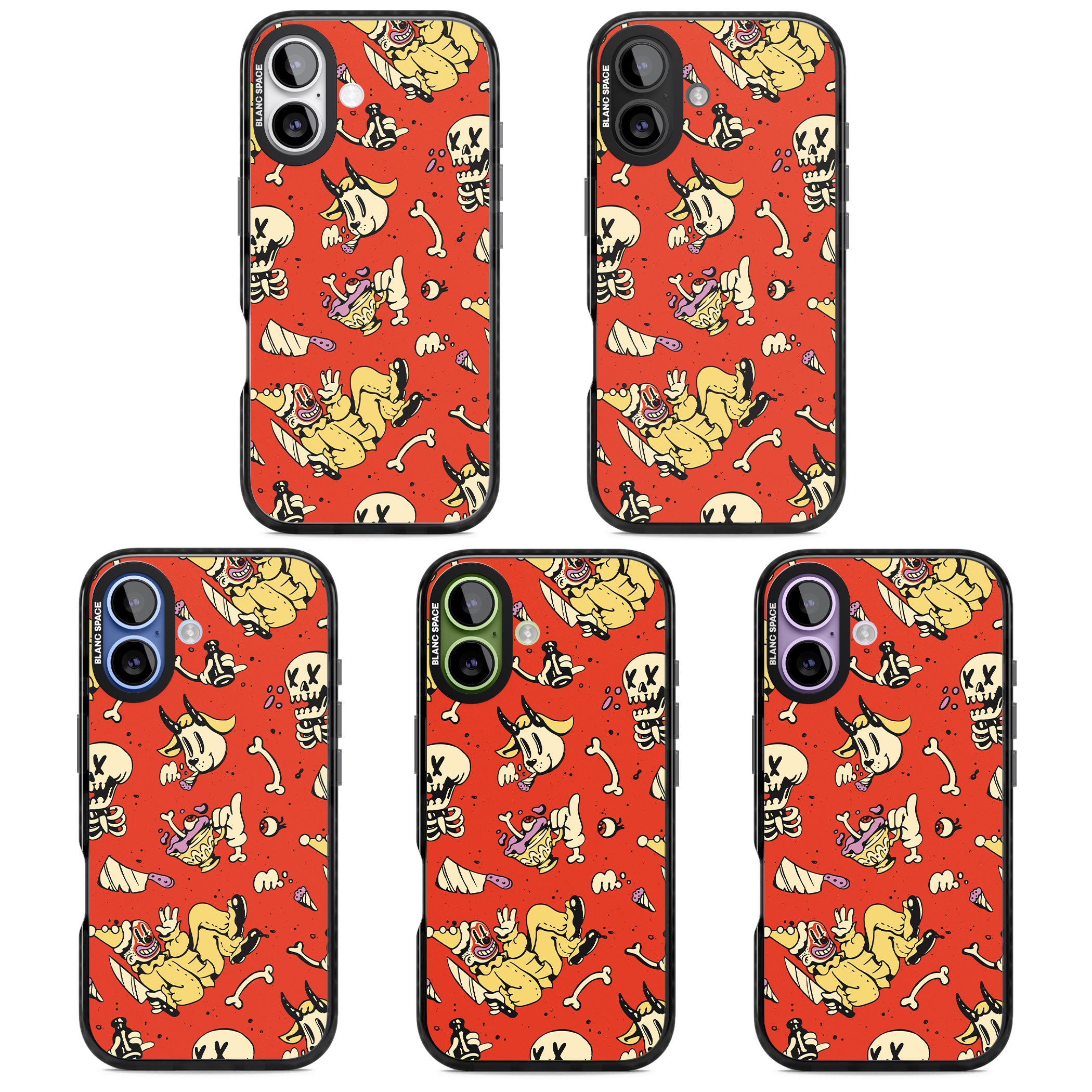 Red Retro Halloween Pattern iPhone 17 Impact Pro Black Phone Case APT Impact Protection