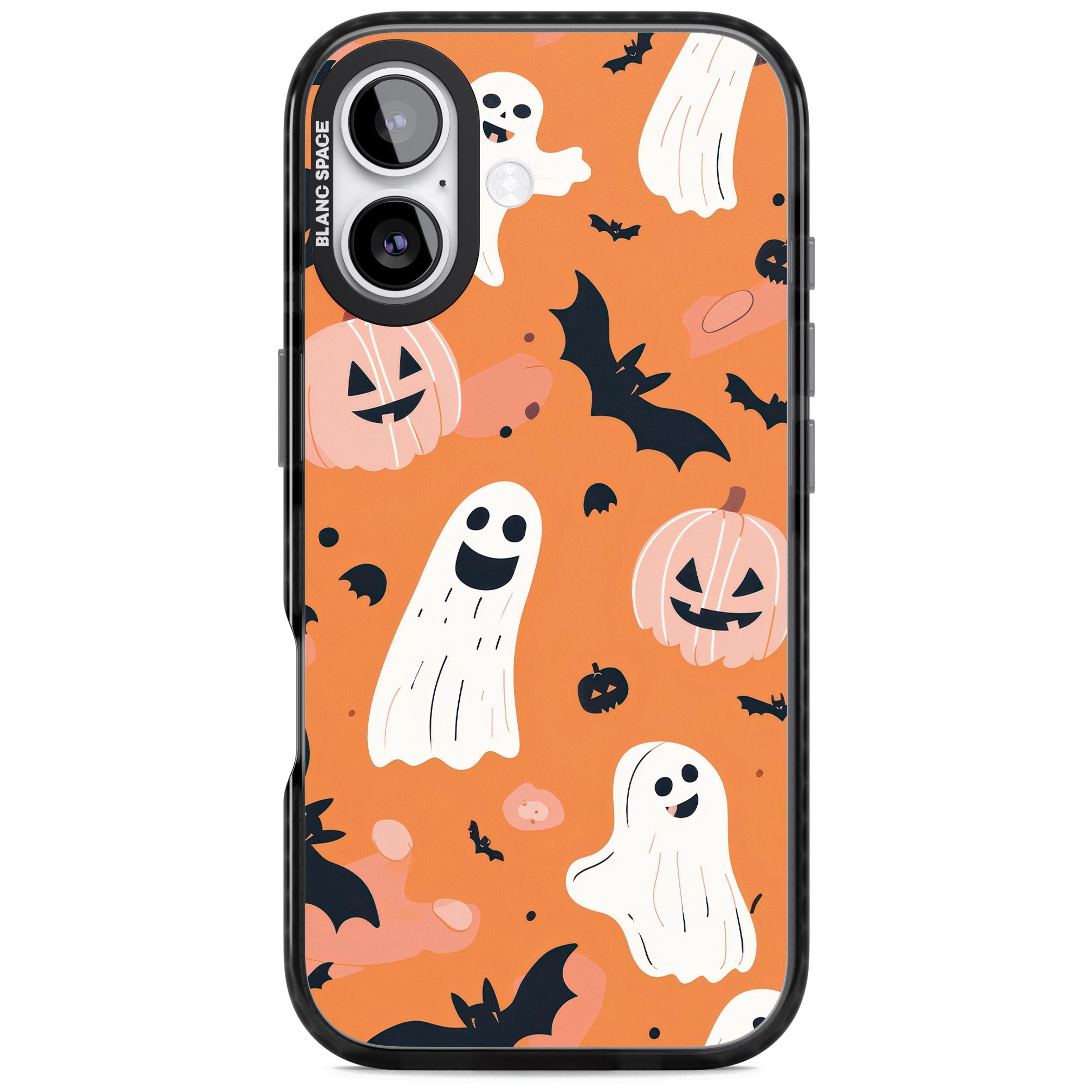 Orange Halloween Pattern iPhone 17 Impact Pro Black Phone Case
