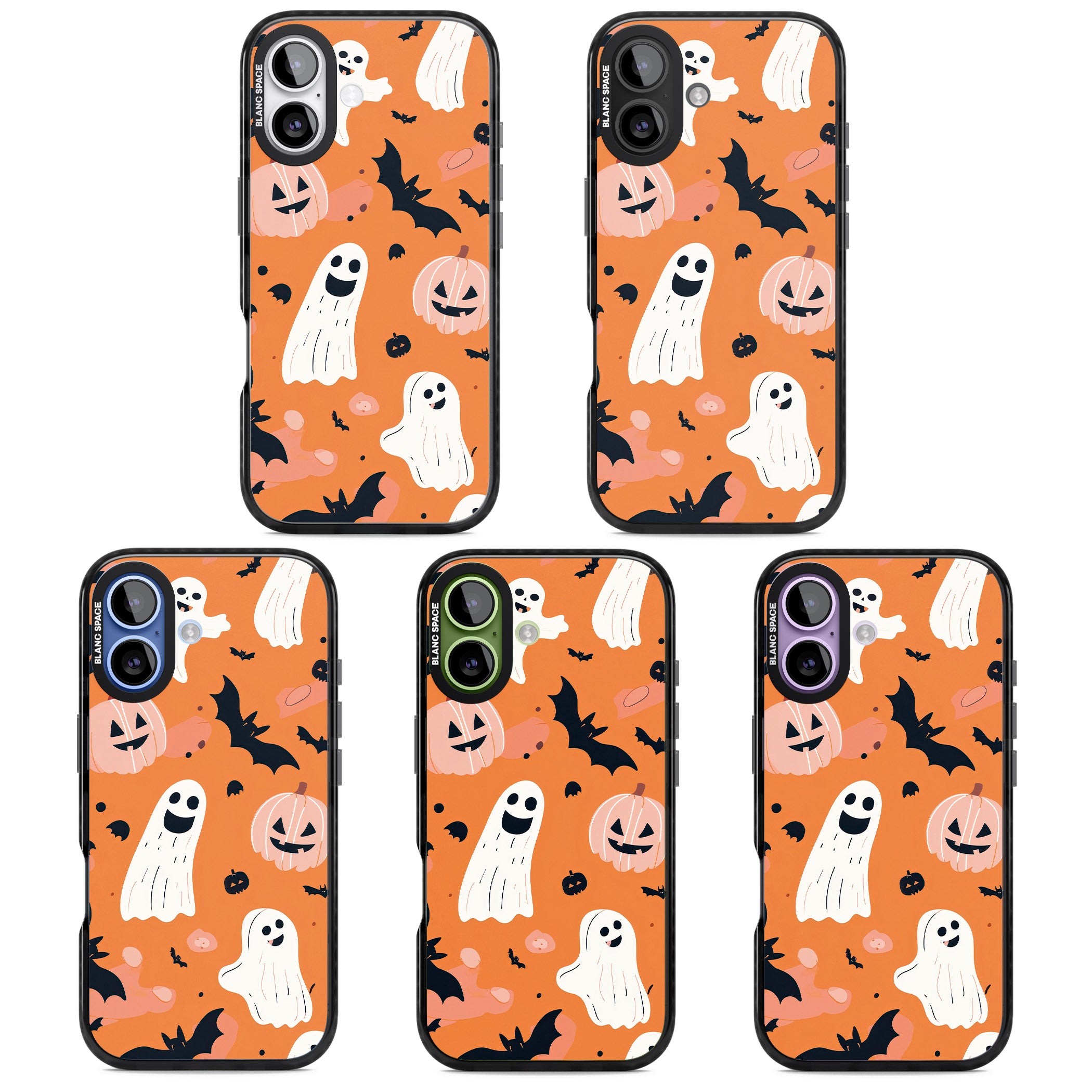 Orange Halloween Pattern iPhone 17 Impact Pro Black Phone Case APT Impact Protection