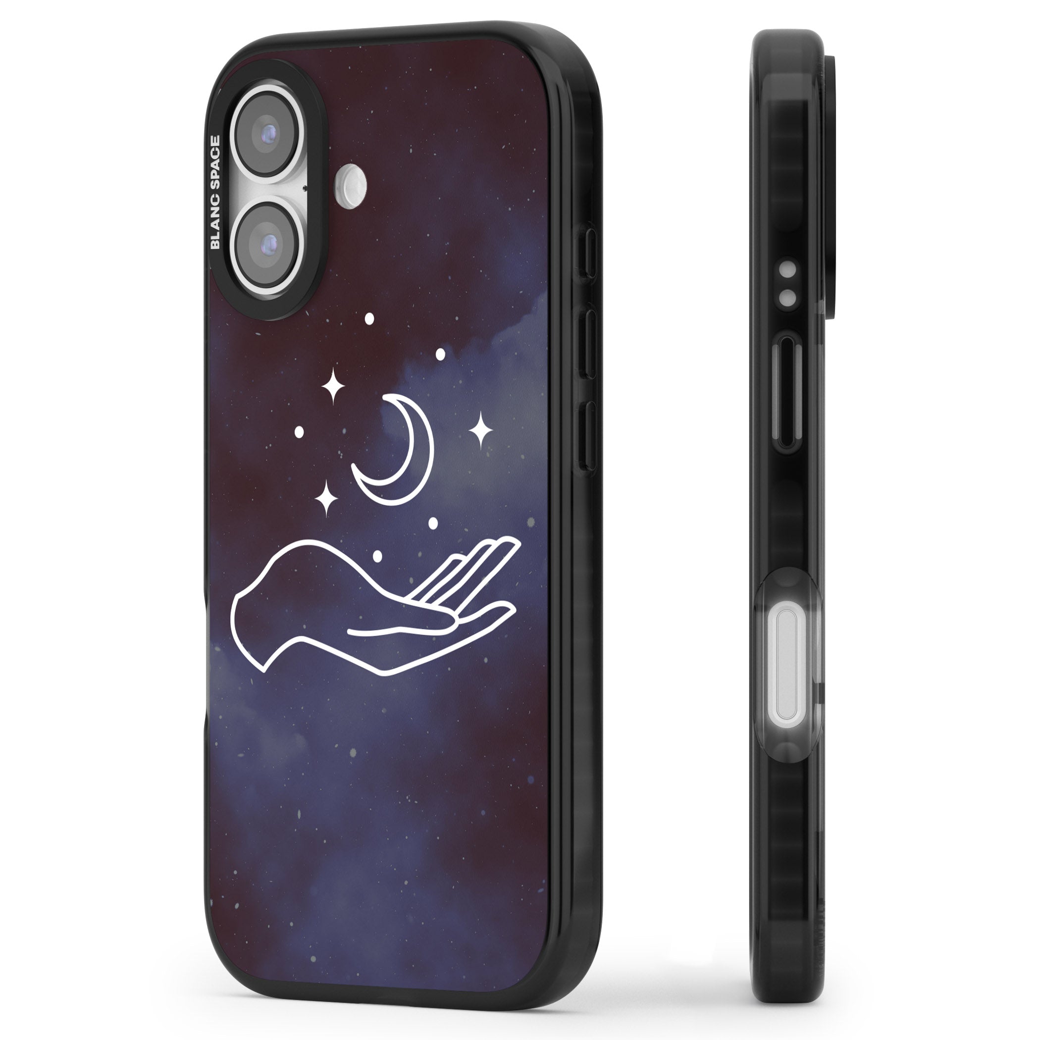 Celestial Hand & Moon iPhone 17 Impact Pro Black Phone Case Side Profile