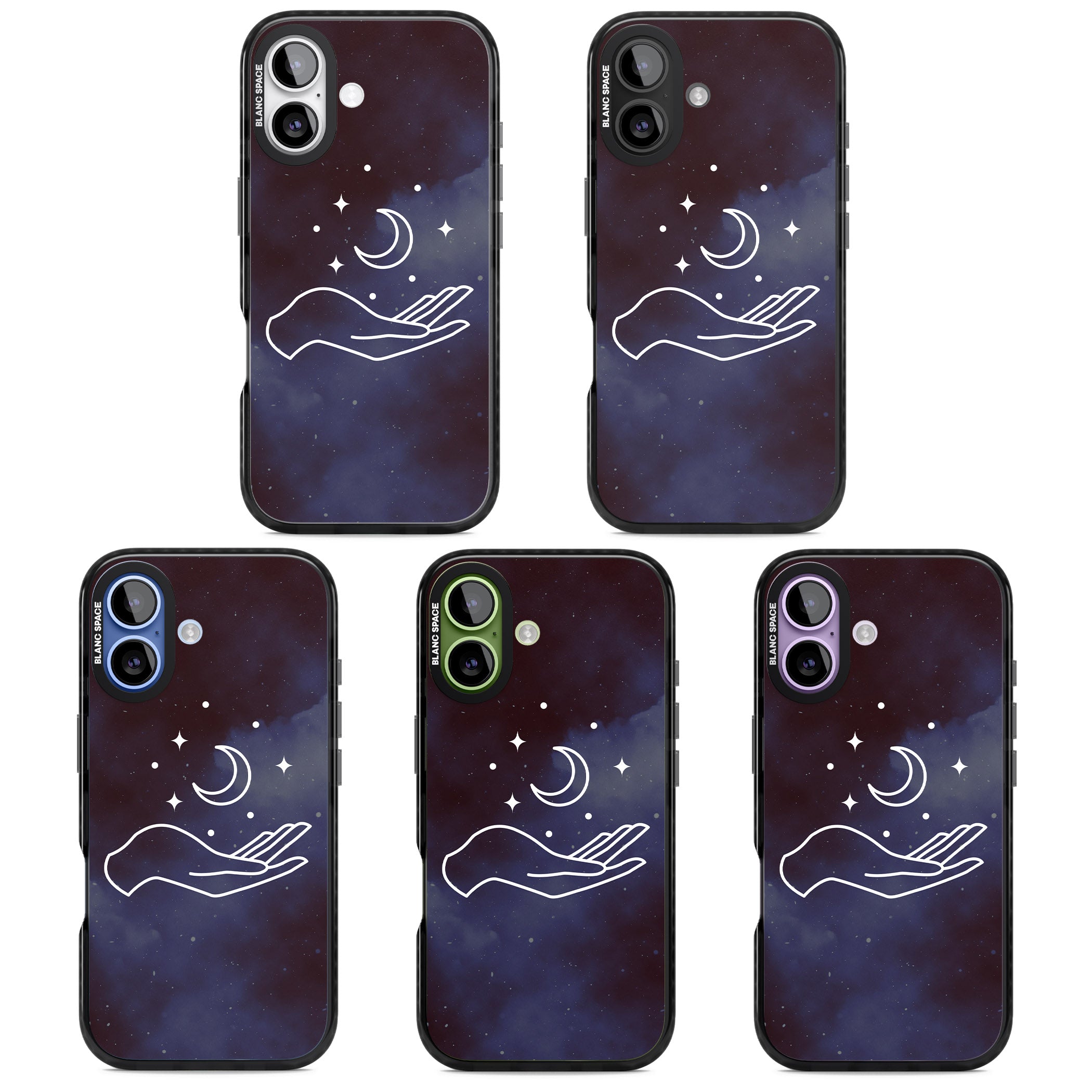 Celestial Hand & Moon iPhone 17 Impact Pro Black Phone Case APT Impact Protection