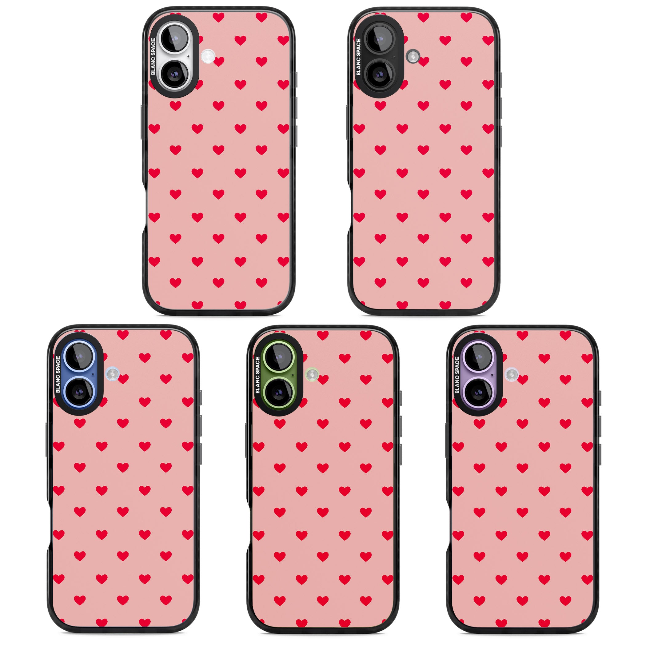 Small Heart Pattern: Red & Pink iPhone 17 Impact Pro Black Phone Case APT Impact Protection