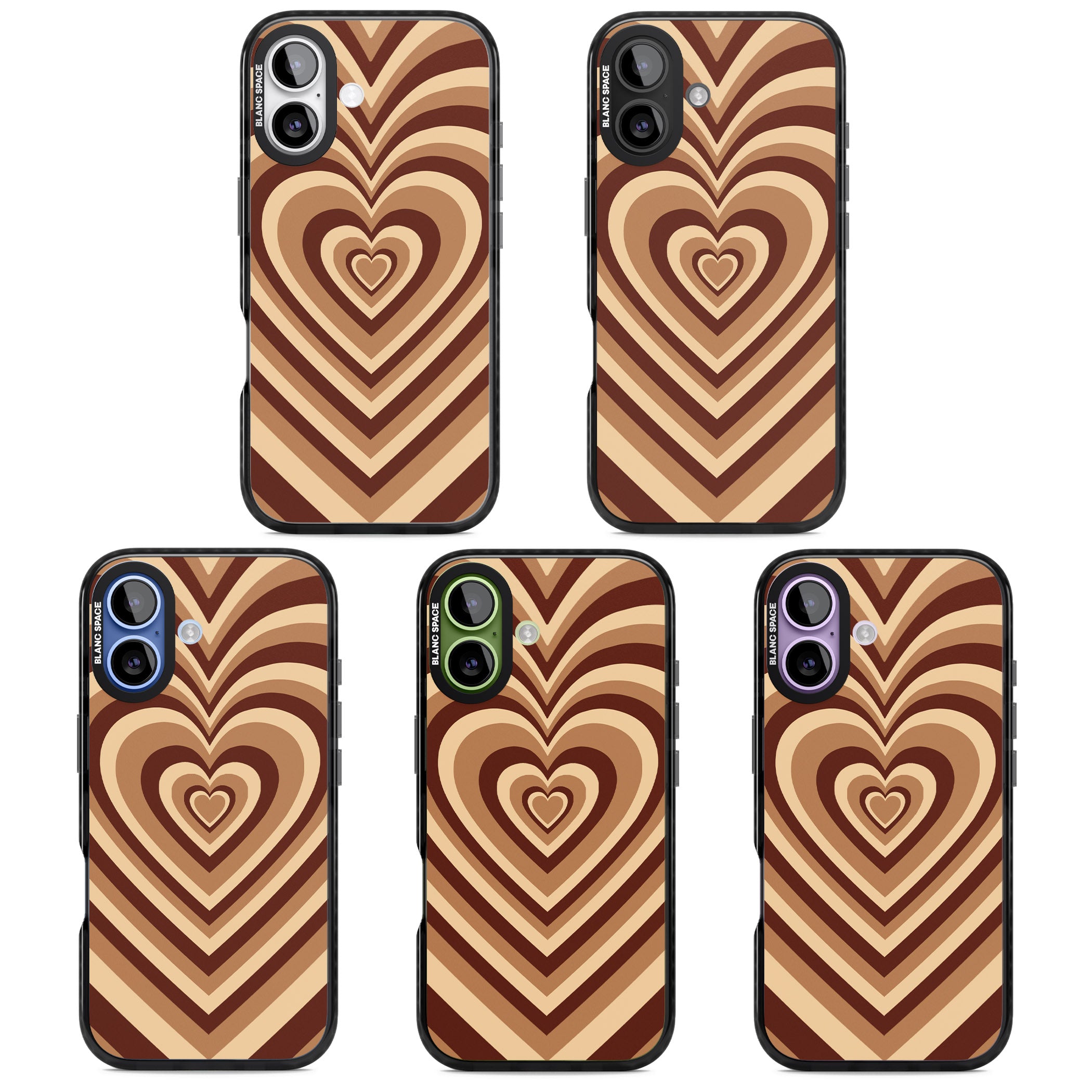 Latte Heart Illusion iPhone 17 Impact Pro Black Phone Case APT Impact Protection