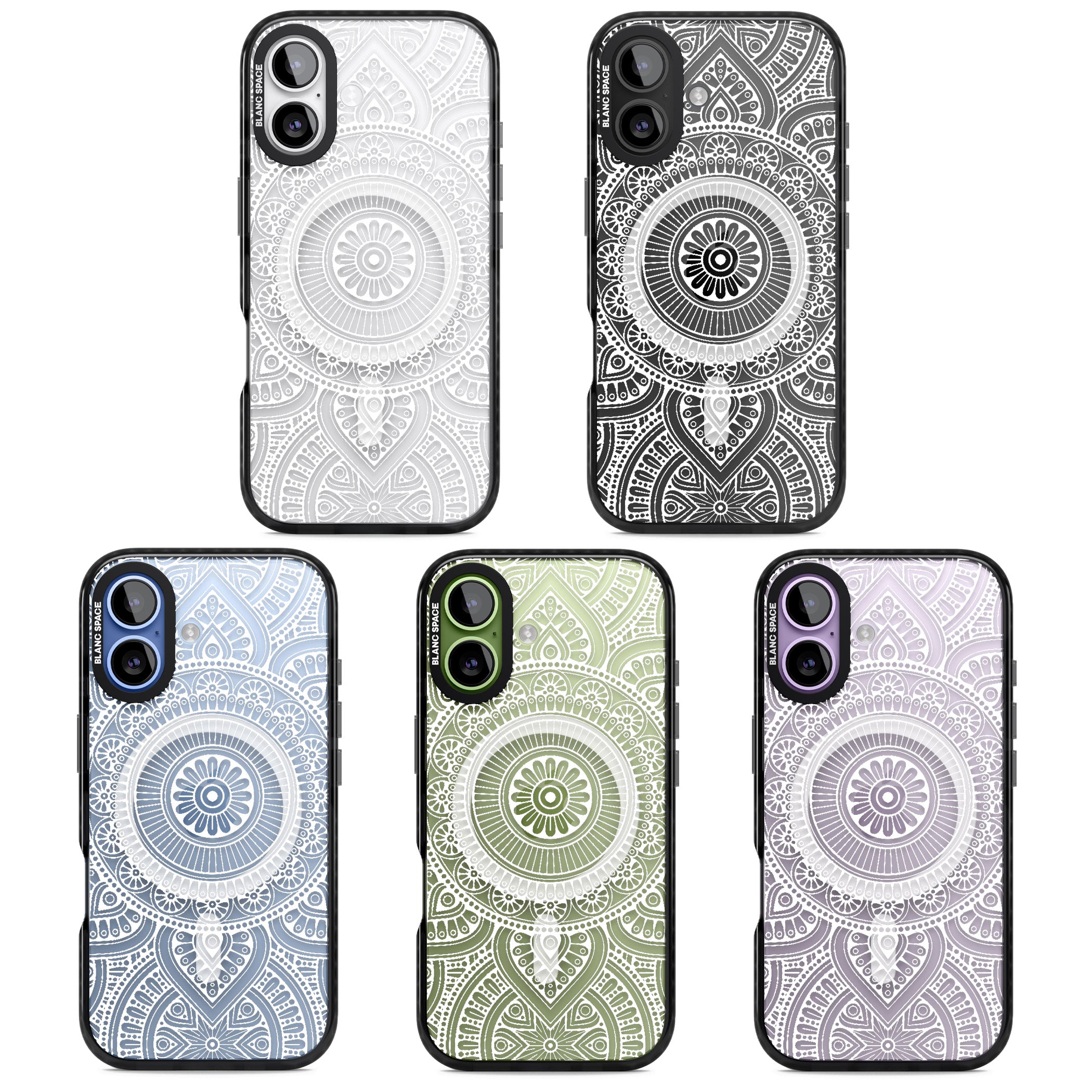 White Henna Flower Wheel iPhone 17 Impact Pro Black Phone Case APT Impact Protection