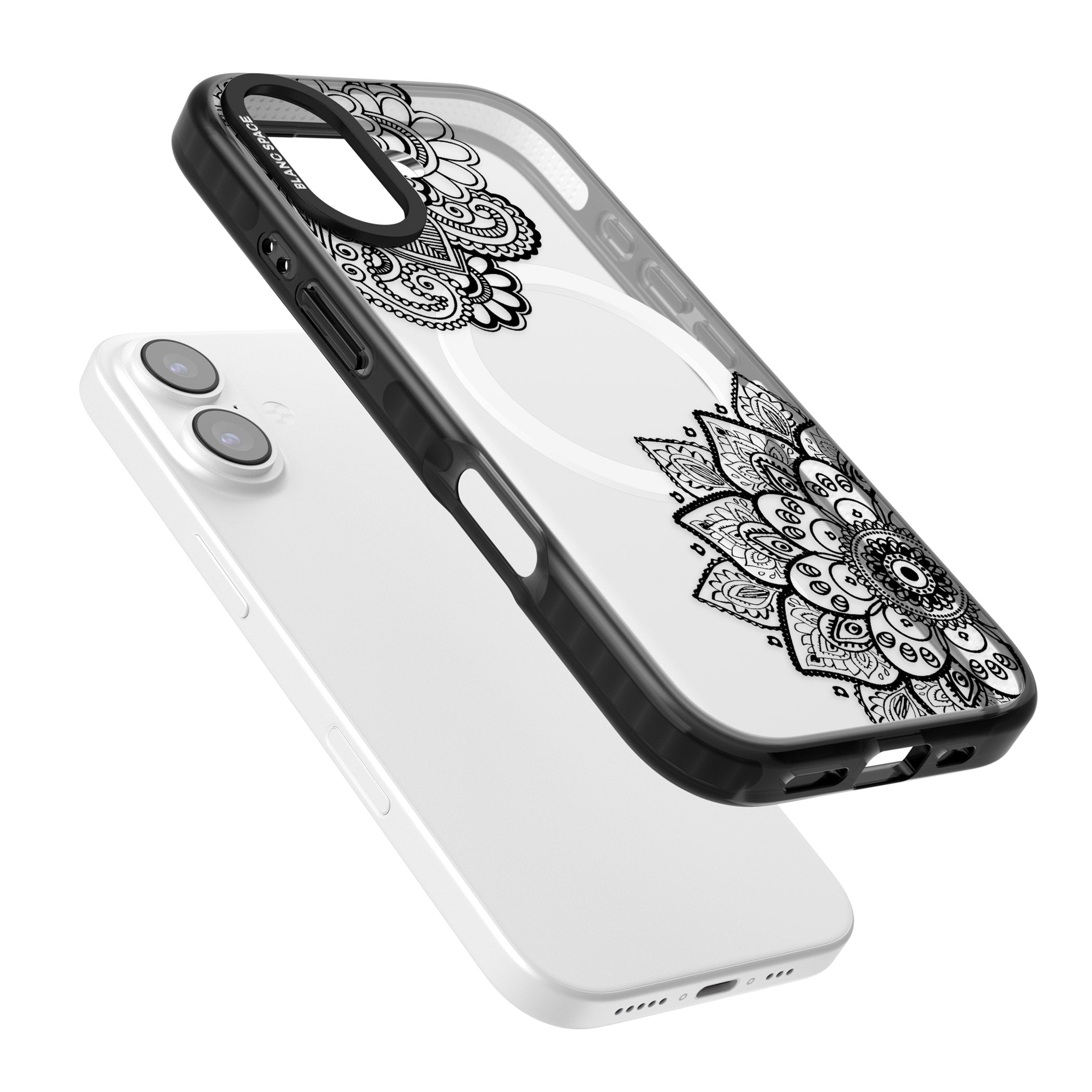 Black Henna Florals iPhone 17 Impact Pro Black Phone Case Colours