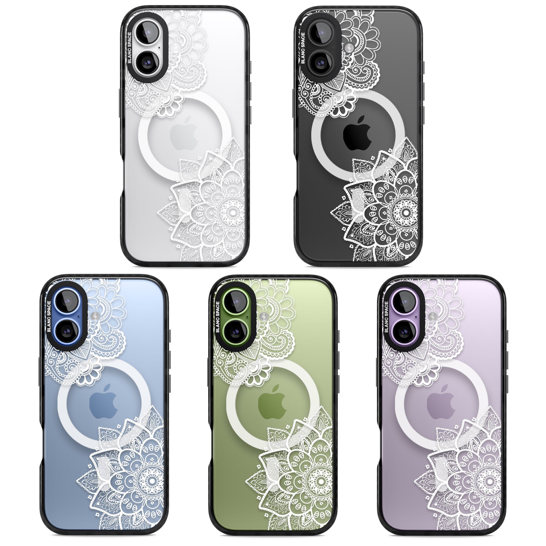 White Henna Florals iPhone 17 Impact Pro Black Phone Case APT Impact Protection