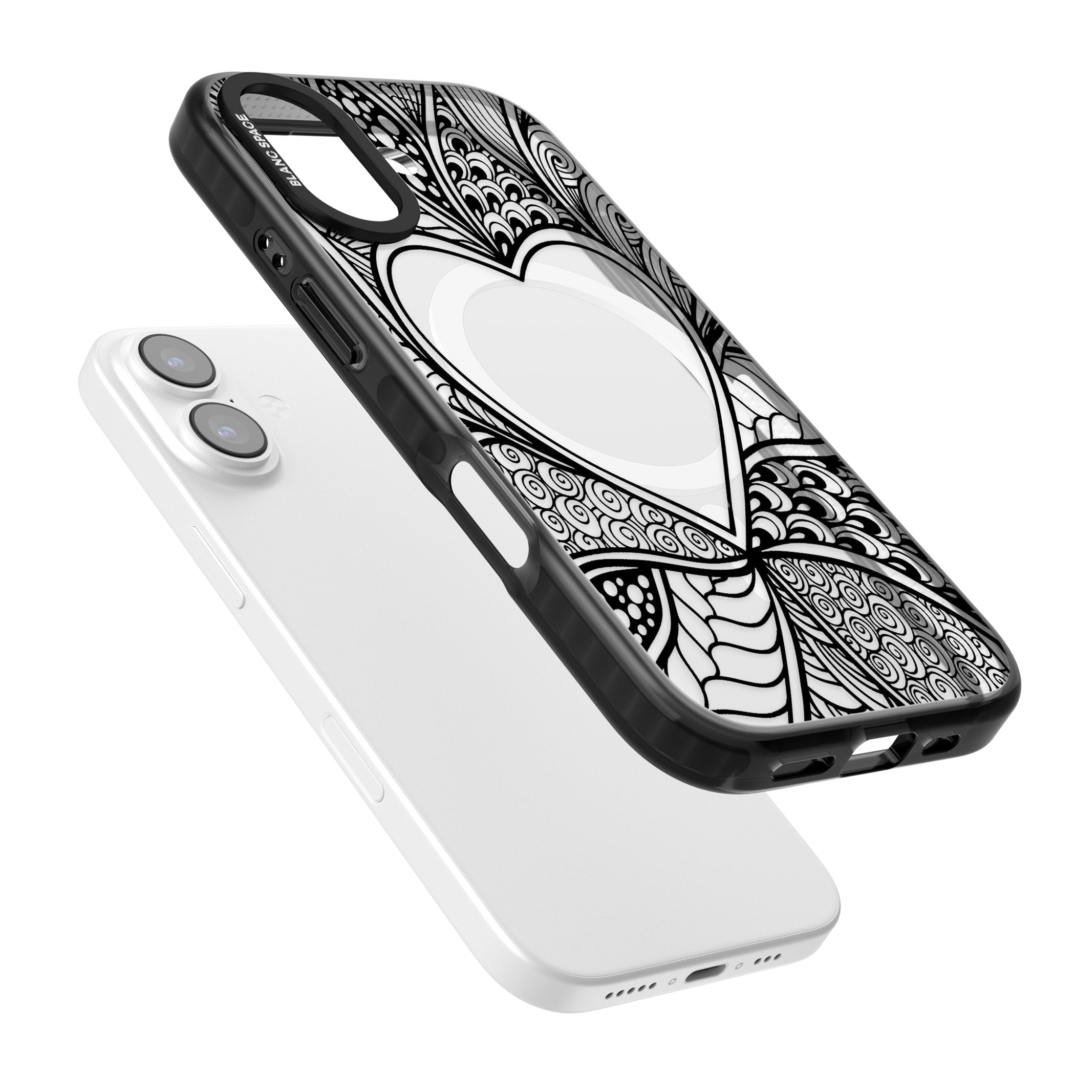 Black Henna Heart iPhone 17 Impact Pro Black Phone Case Colours