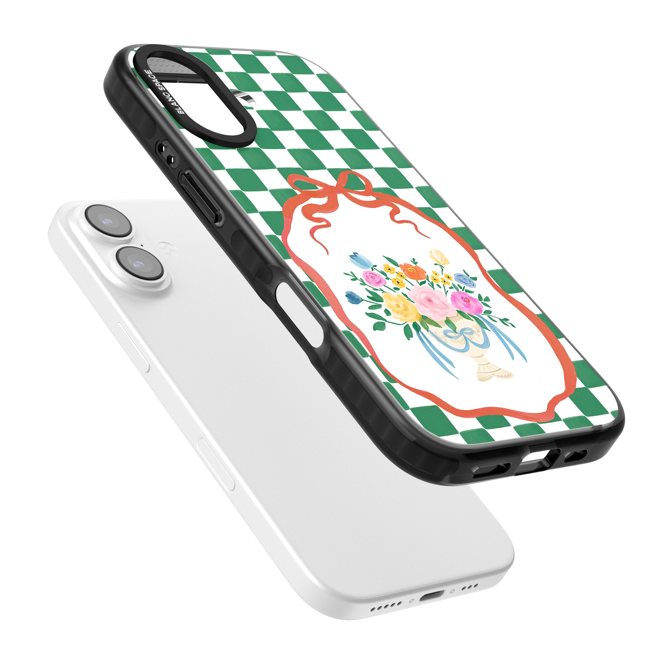 Green Checked Bouquet iPhone 17 Impact Pro Black Phone Case Colours