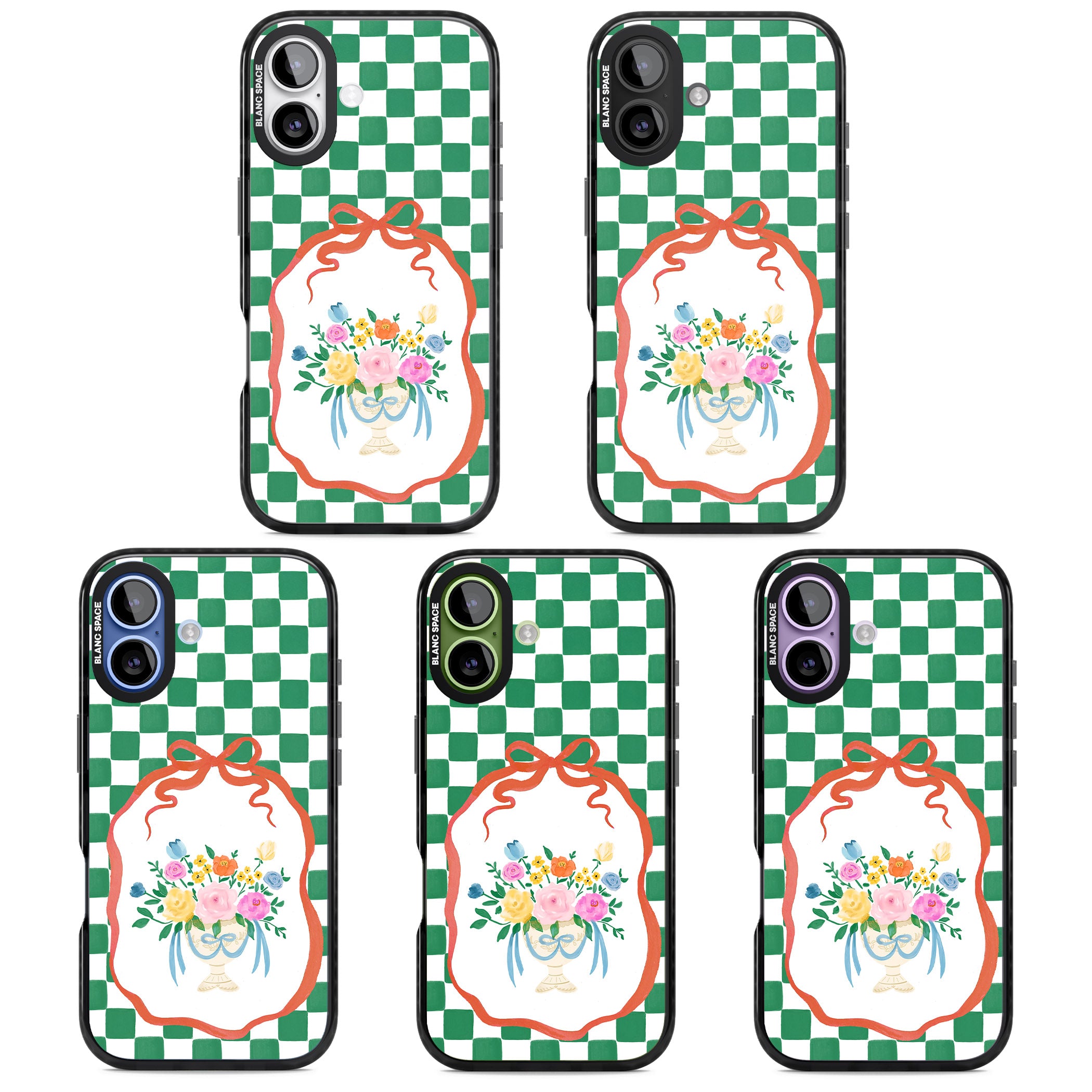 Green Checked Bouquet iPhone 17 Impact Pro Black Phone Case APT Impact Protection