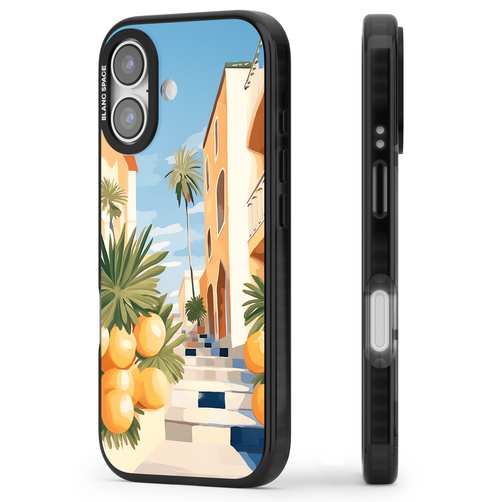 Mediterranean Village iPhone 17 Impact Pro Black Phone Case Side Profile