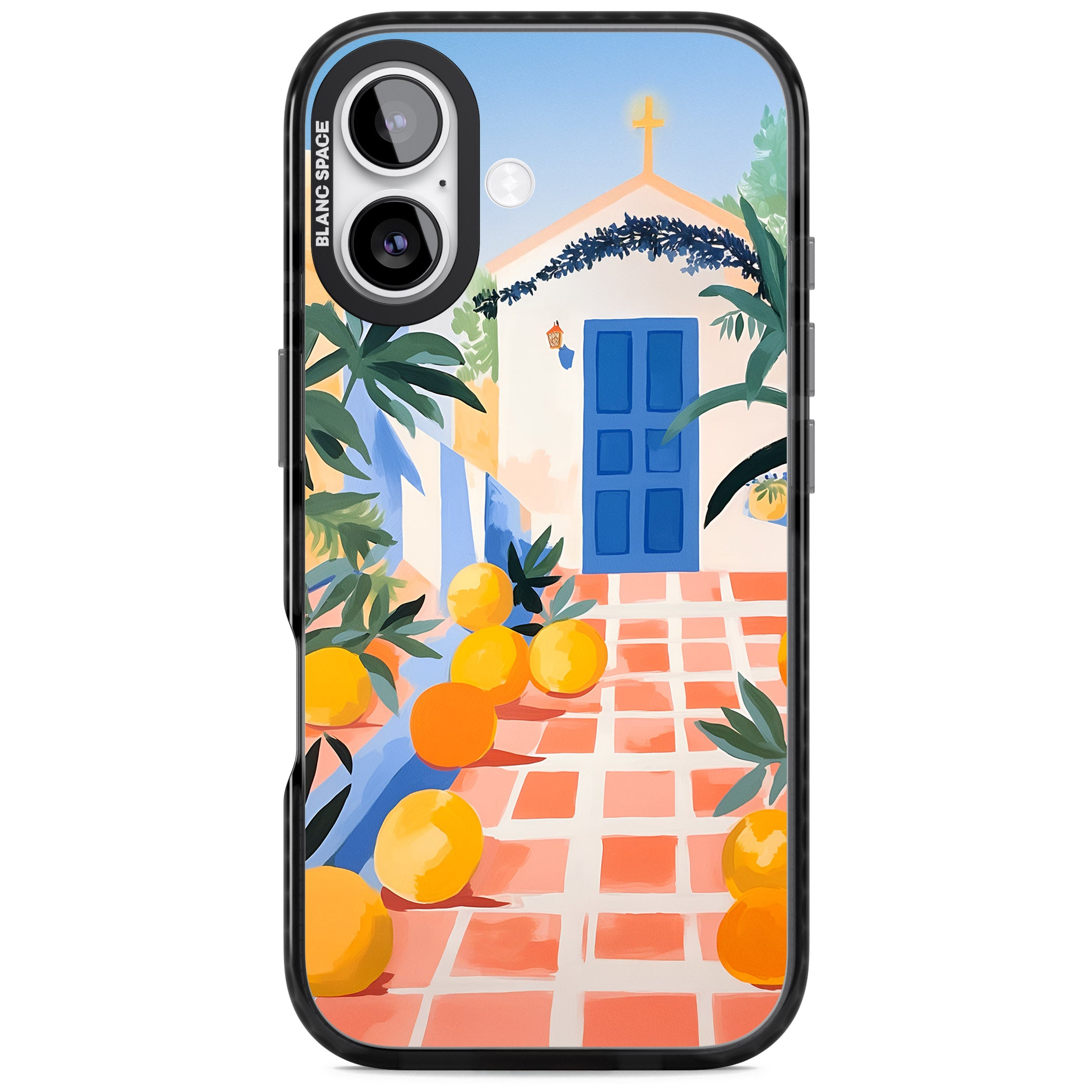 Greek Courtyard iPhone 17 Impact Pro Black Phone Case