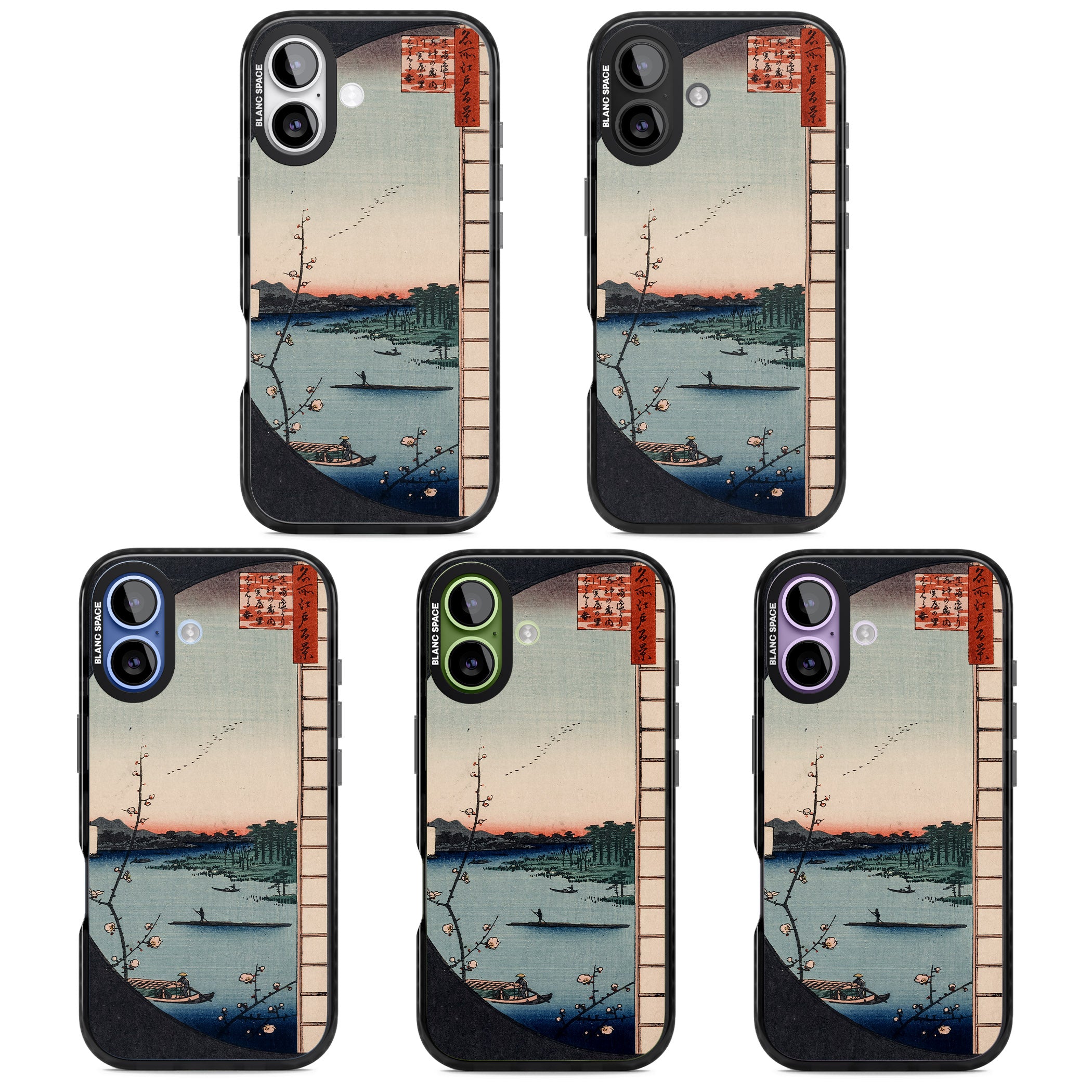 Vintage Japanese Illustrations Lake At Sunset iPhone 17 Impact Pro Black Phone Case APT Impact Protection