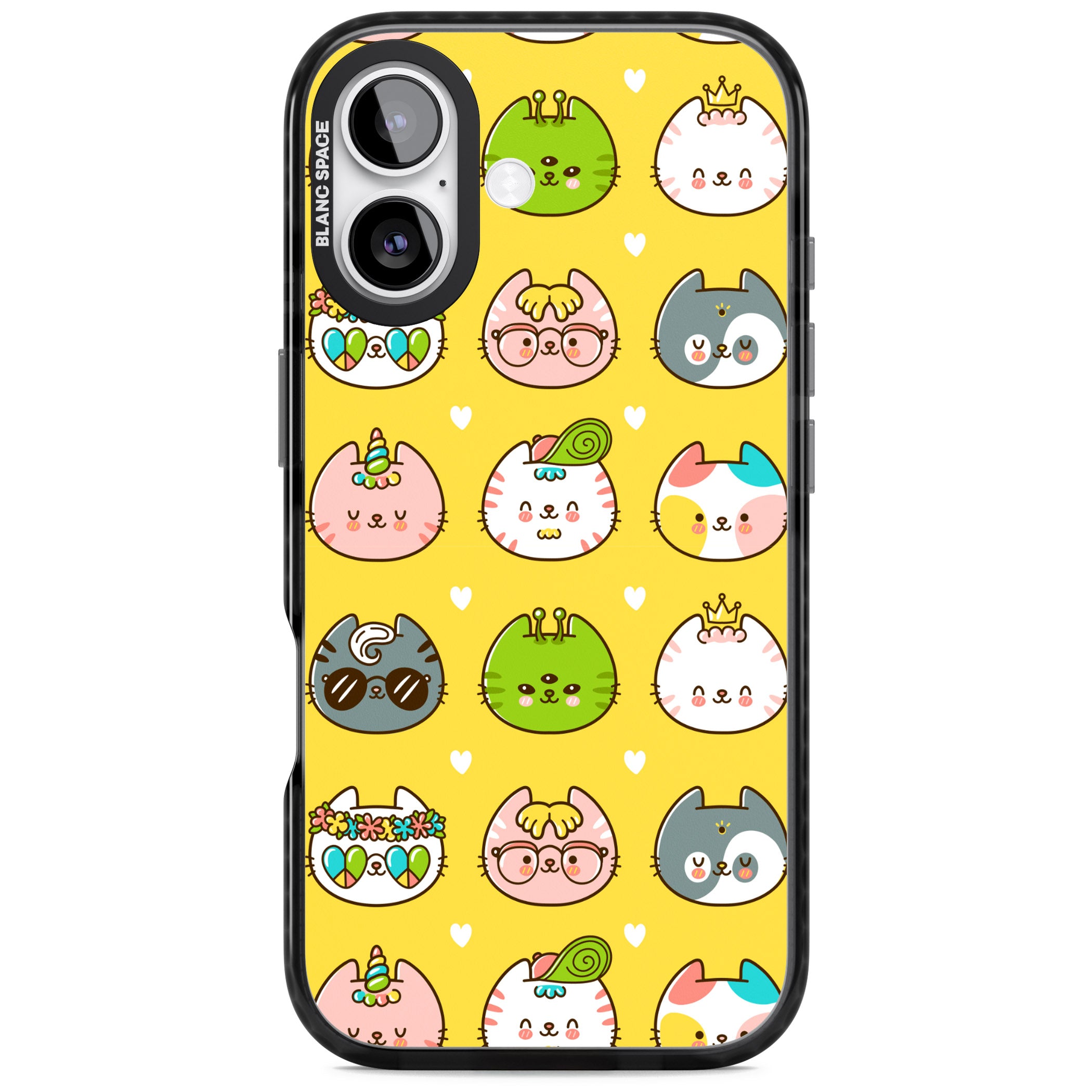 Mythical Cats Kawaii Pattern iPhone 17 Impact Pro Black Phone Case
