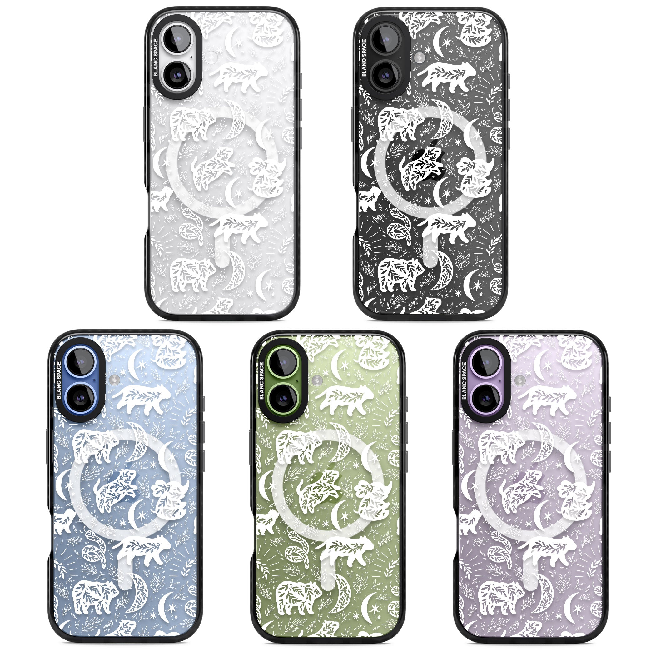 Forest Animal Silhouettes: White/Clear iPhone 17 Impact Pro Black Phone Case APT Impact Protection