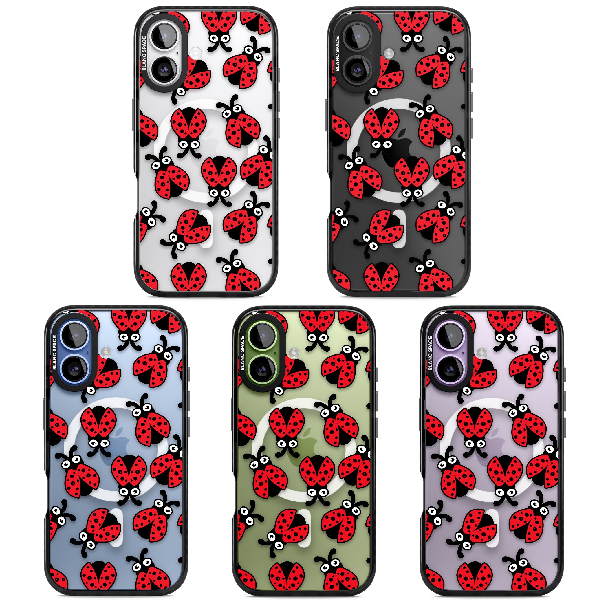 Ladybug Pattern iPhone 17 Impact Pro Black Phone Case APT Impact Protection