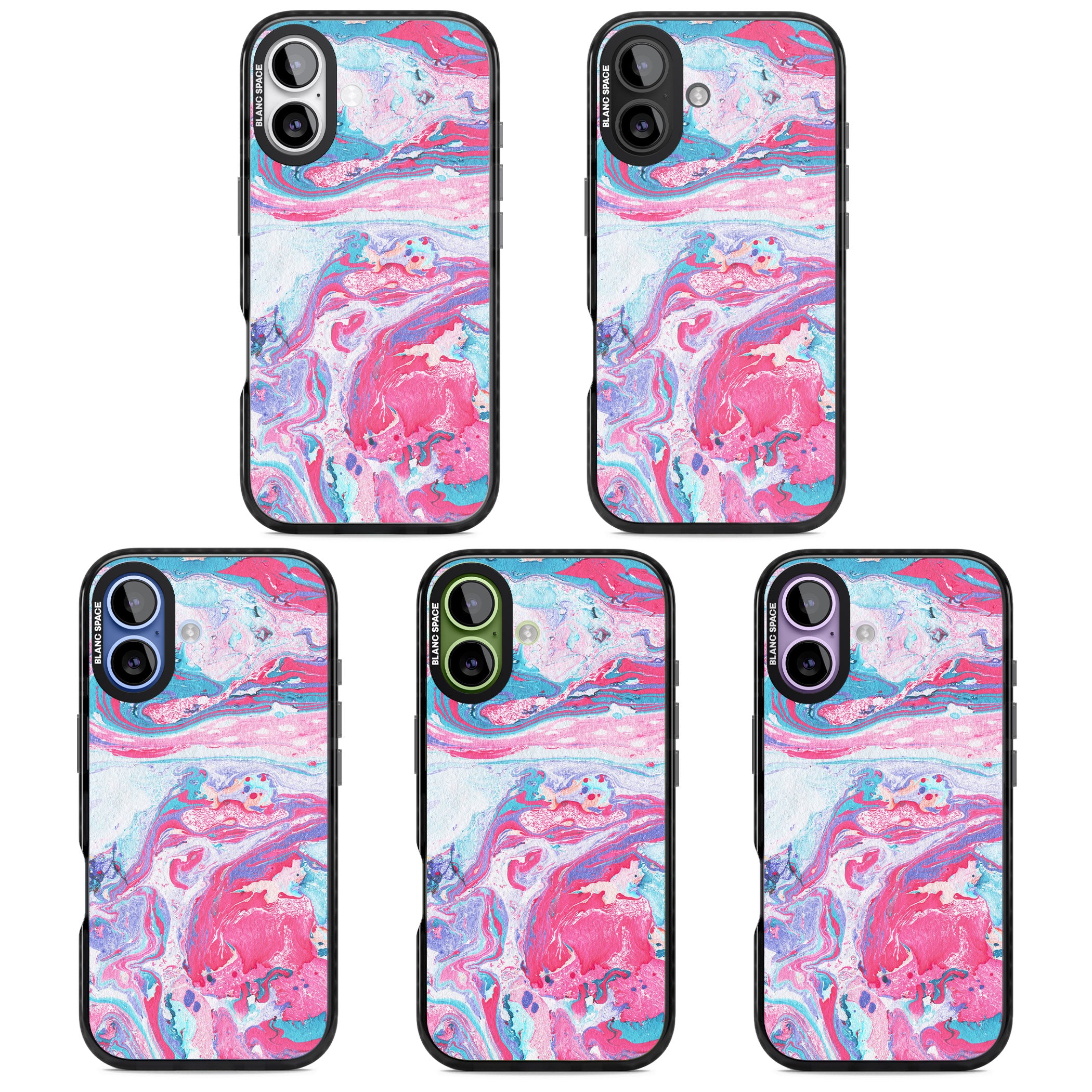 Pink, Blue & Purple Marbled Paper Pattern iPhone 17 Impact Pro Black Phone Case APT Impact Protection