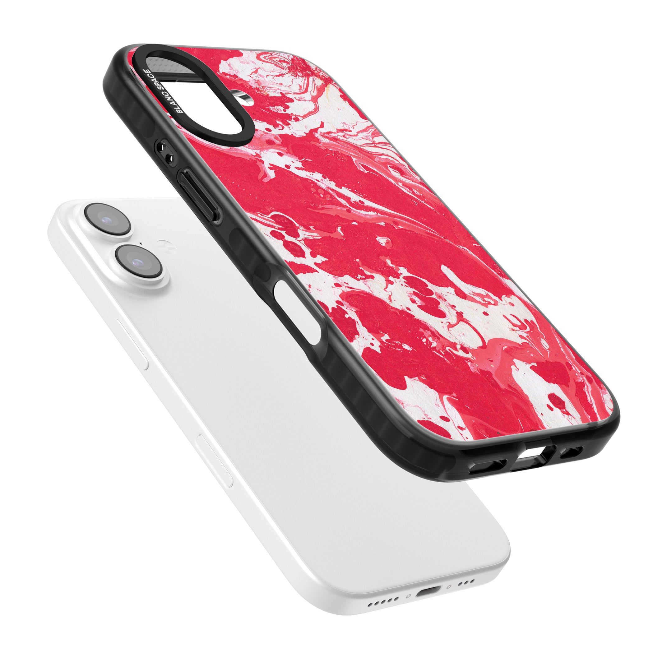 Red & White Marbled iPhone 17 Impact Pro Black Phone Case Colours