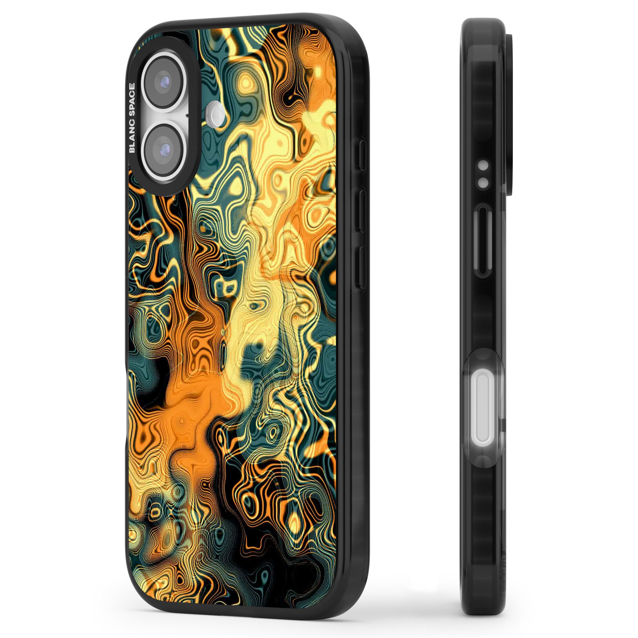 Gold Green Marble iPhone 17 Impact Pro Black Phone Case Side Profile