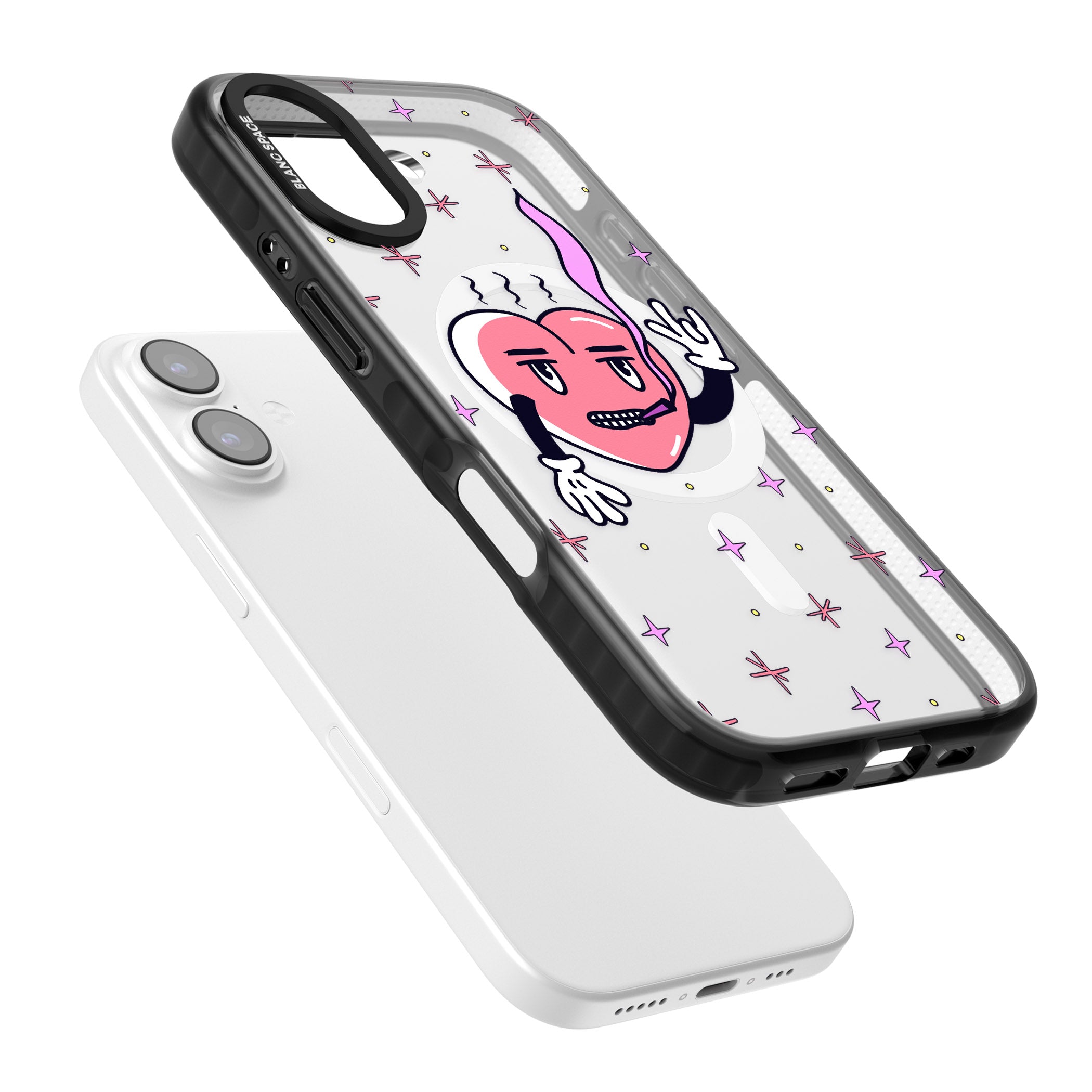 Quirky Heart iPhone 17 Impact Pro Black Phone Case Colours