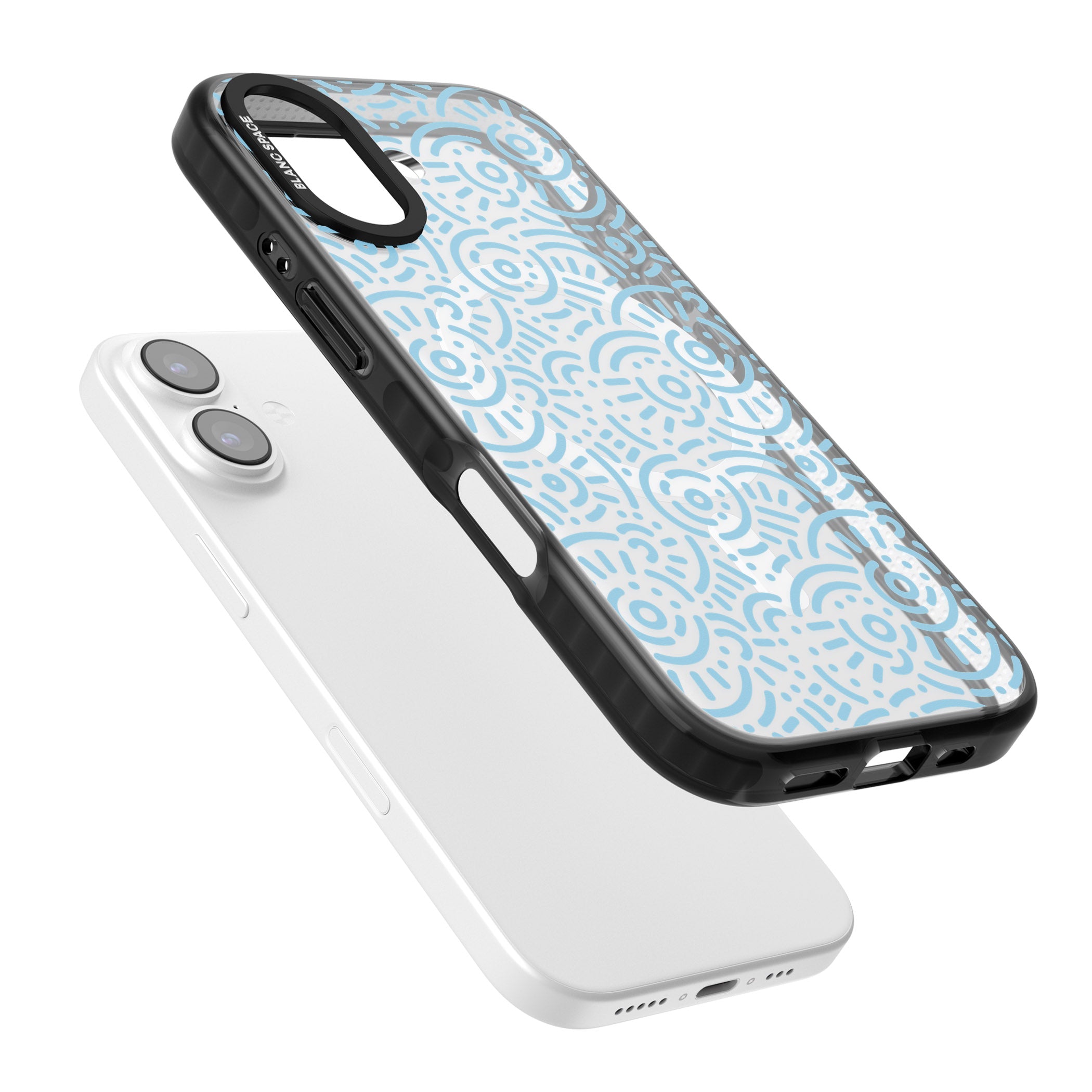 Light Blue Retro Pattern iPhone 17 Impact Pro Black Phone Case Colours