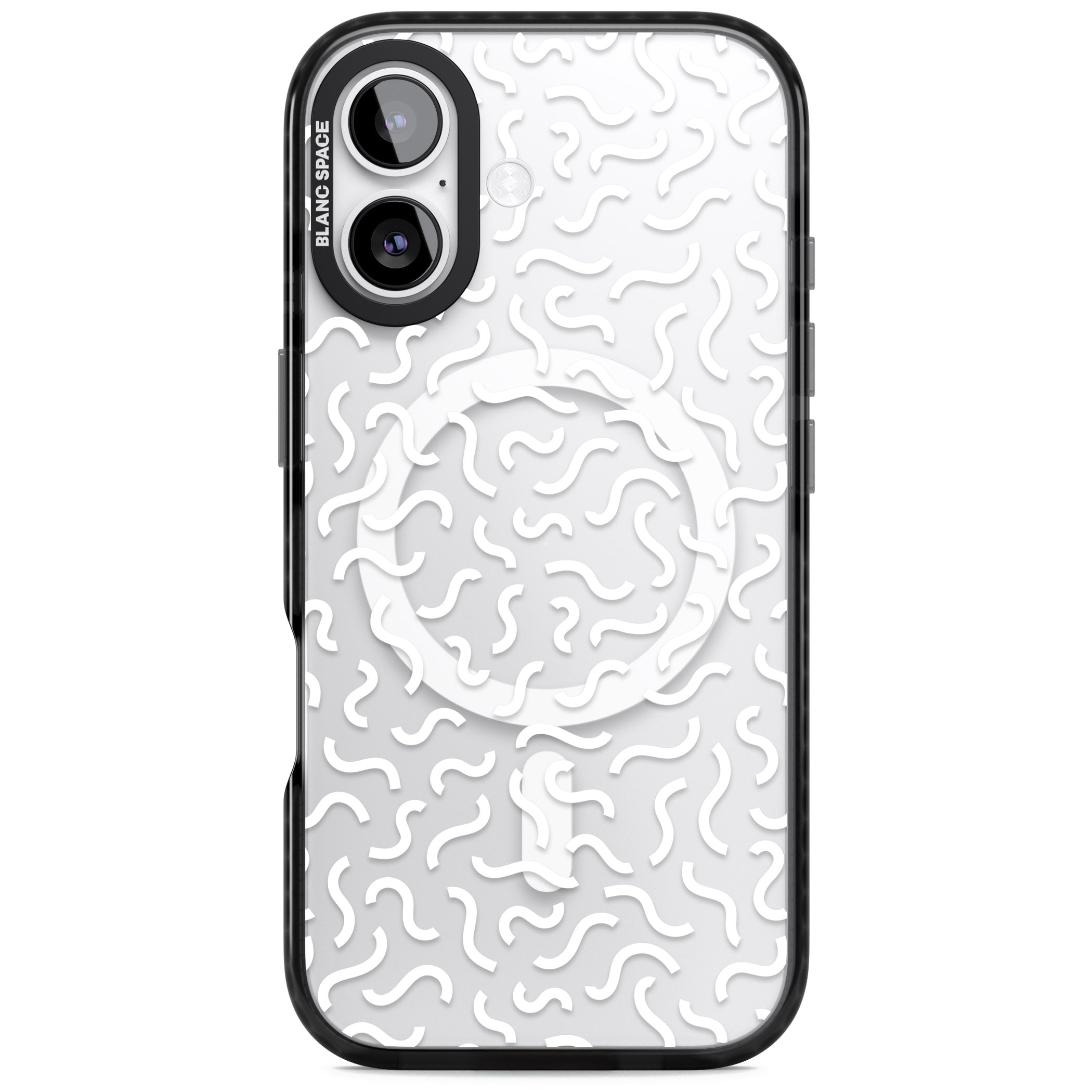 Black & White Wavy Pattern iPhone 17 Impact Pro Black Phone Case