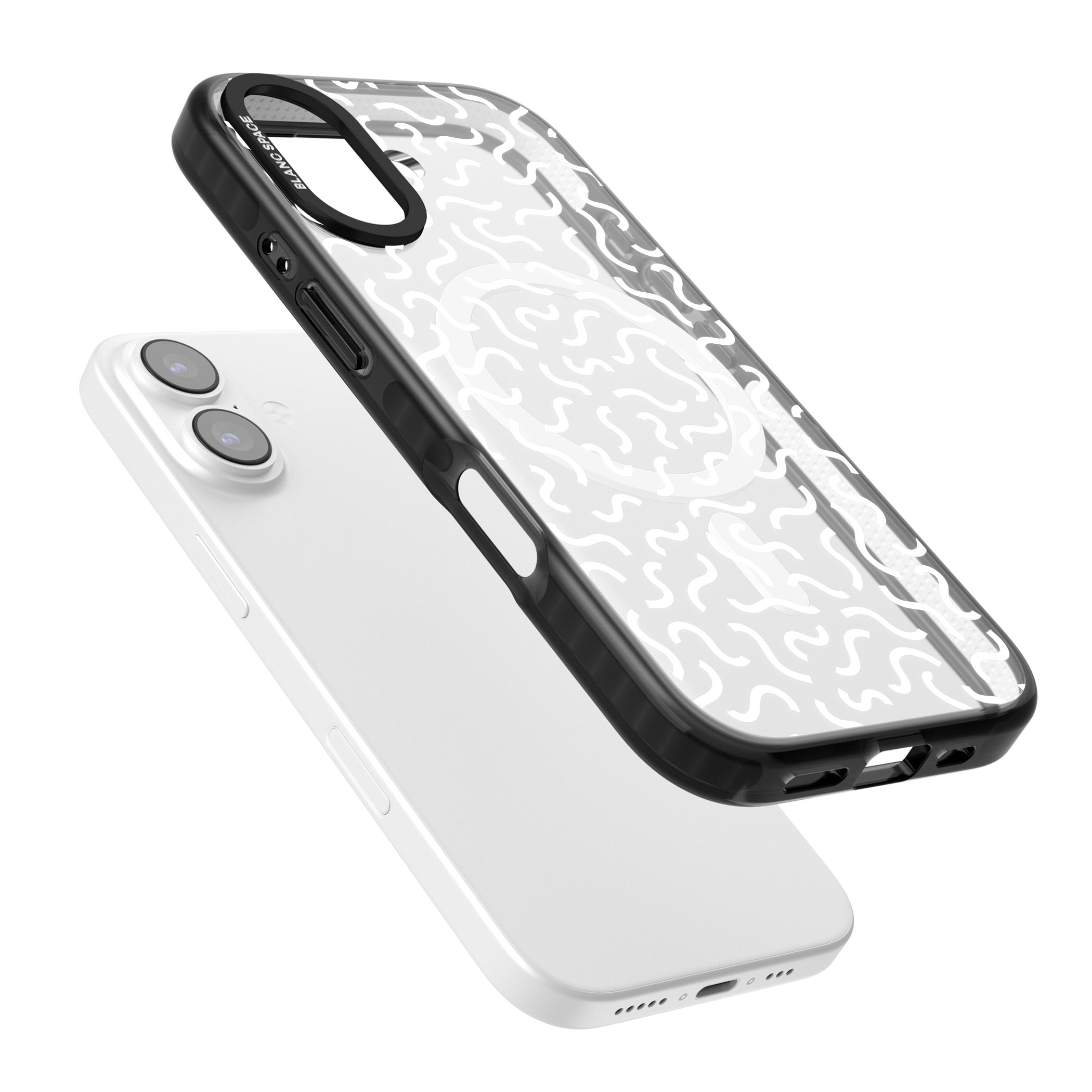 Black & White Wavy Pattern iPhone 17 Impact Pro Black Phone Case Colours