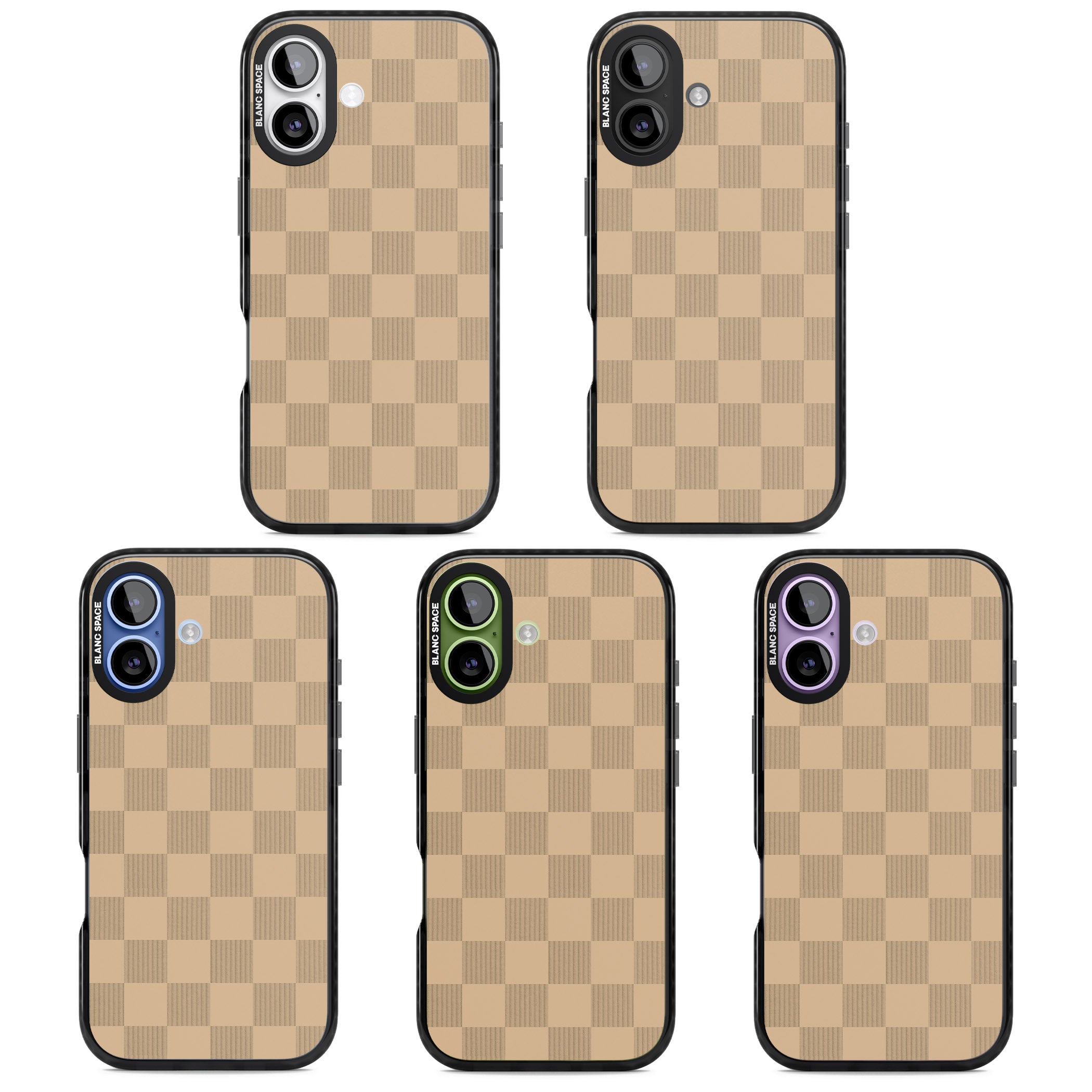 Beige Checkered iPhone 17 Impact Pro Black Phone Case APT Impact Protection