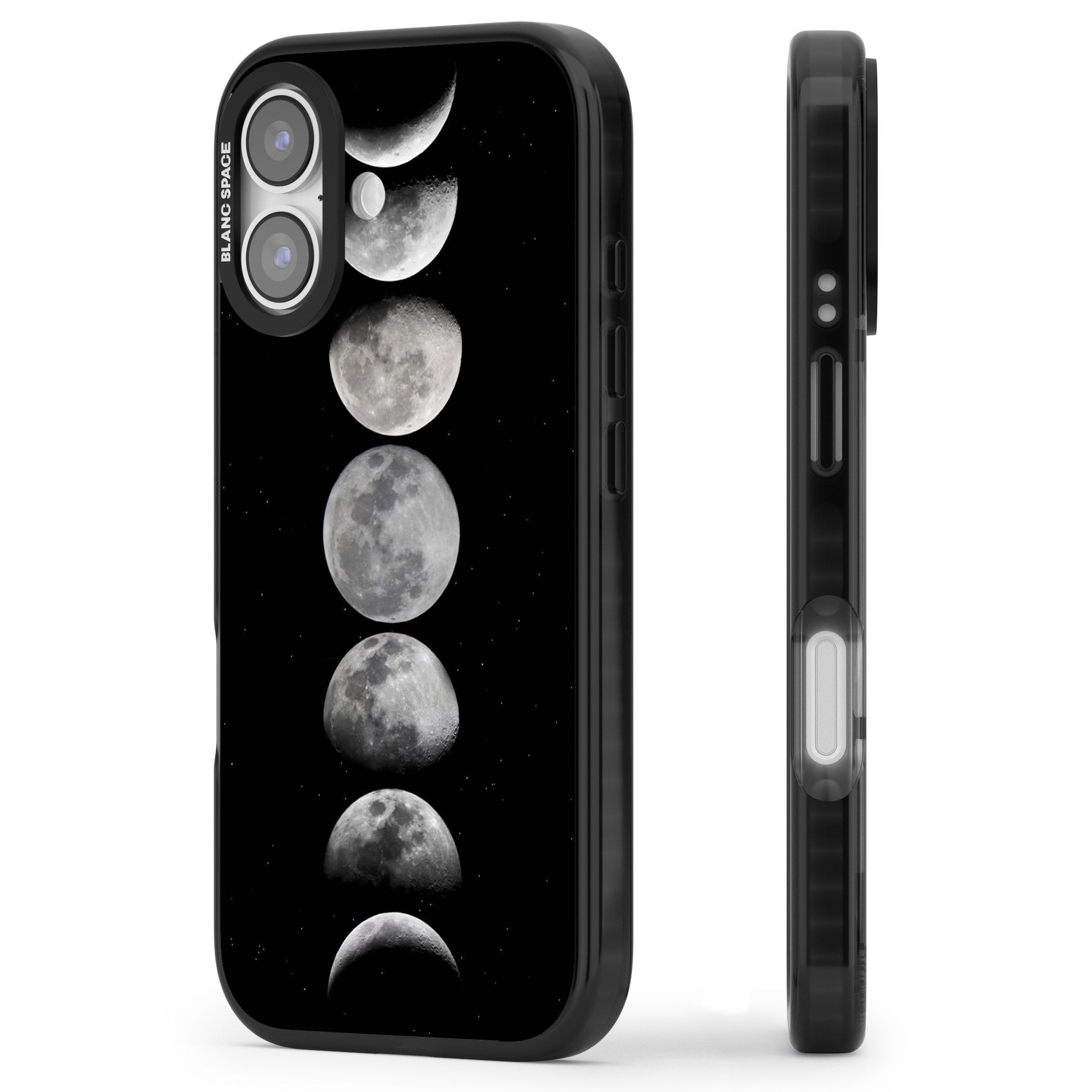 Phases Of The Moon iPhone 17 Impact Pro Black Phone Case Side Profile