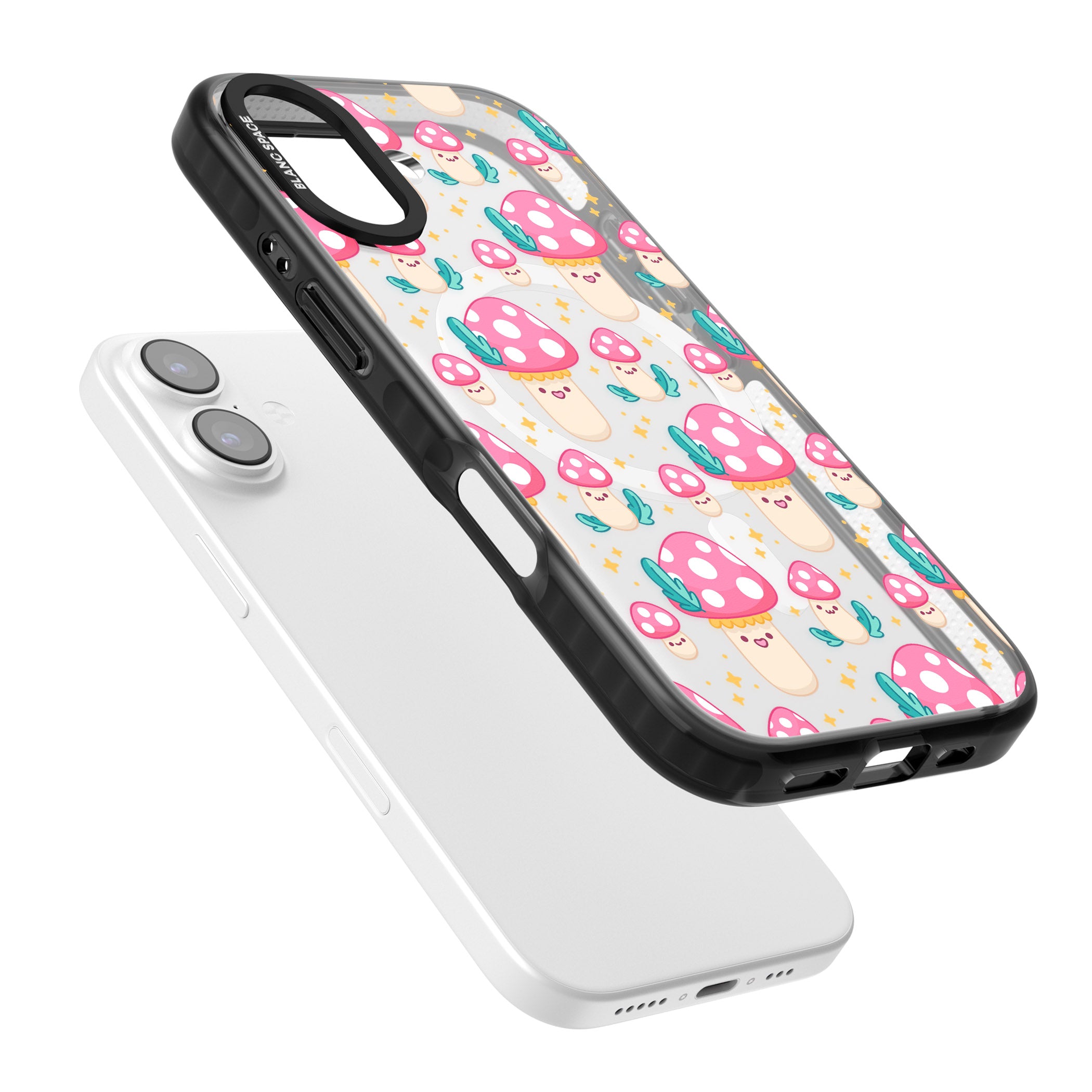 Cute Mushroom Pattern iPhone 17 Impact Pro Black Phone Case Colours
