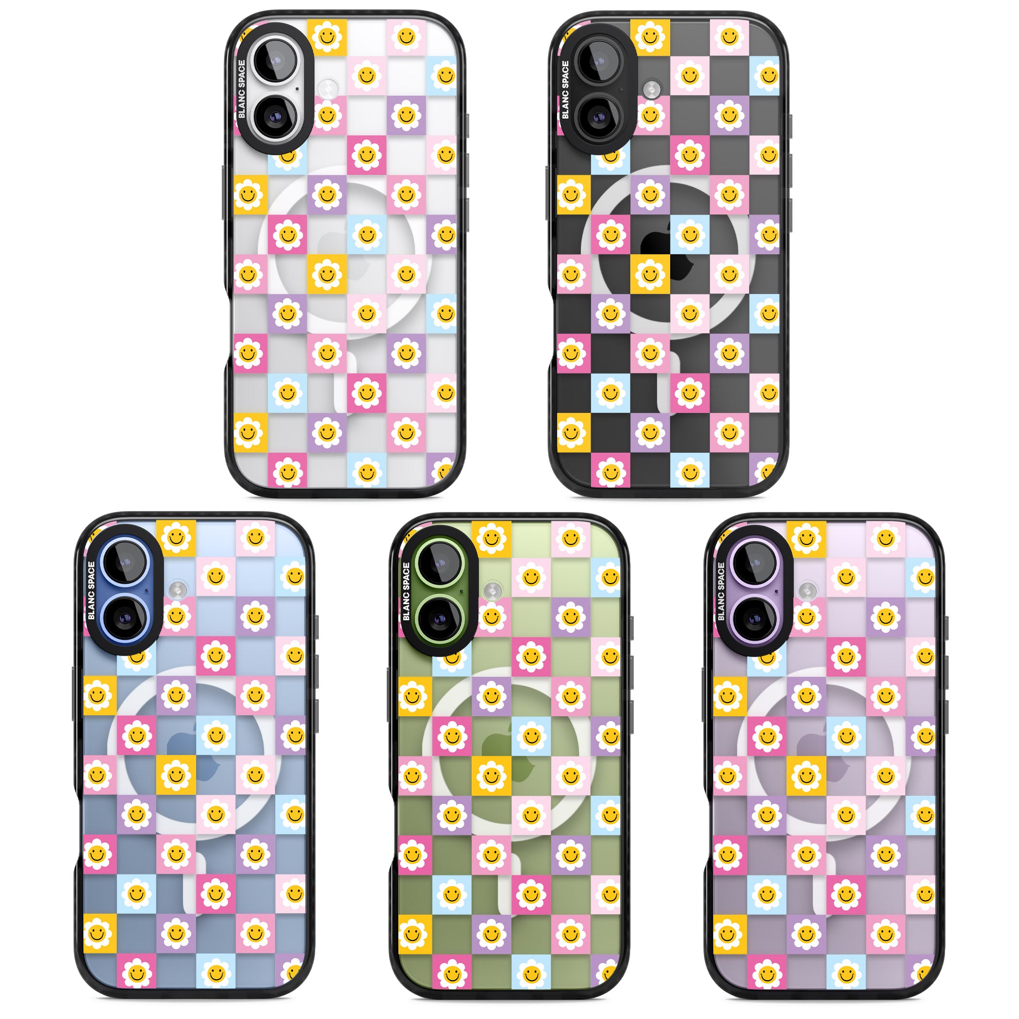 Daisy Squares Pattern iPhone 17 Impact Pro Black Phone Case APT Impact Protection