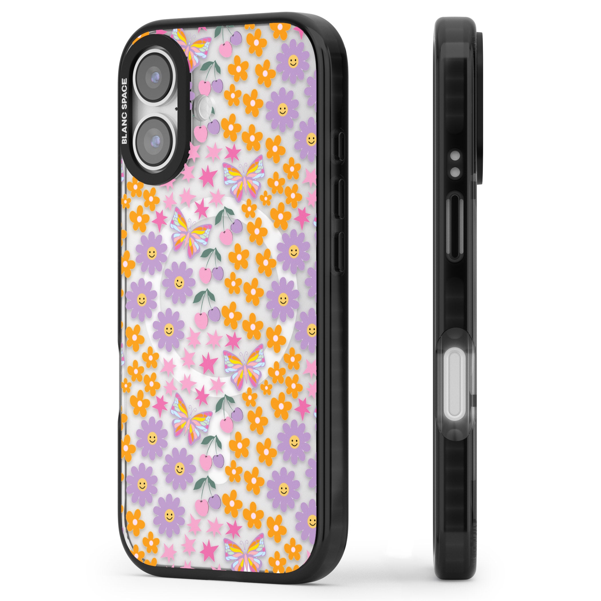 Botanical Bombardment iPhone 17 Impact Pro Black Phone Case Side Profile