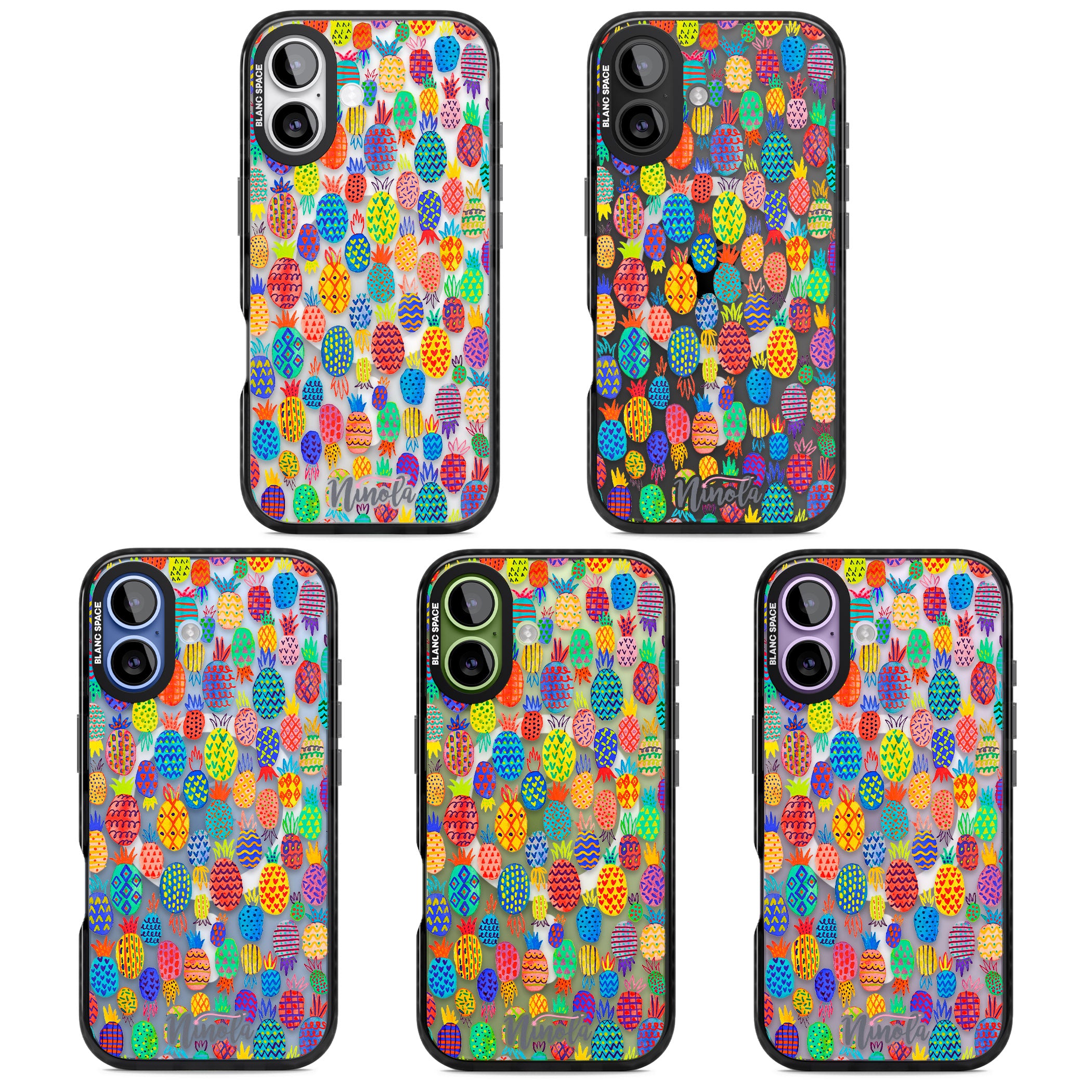 Vibrant Pineapple Pattern iPhone 17 Impact Pro Black Phone Case APT Impact Protection