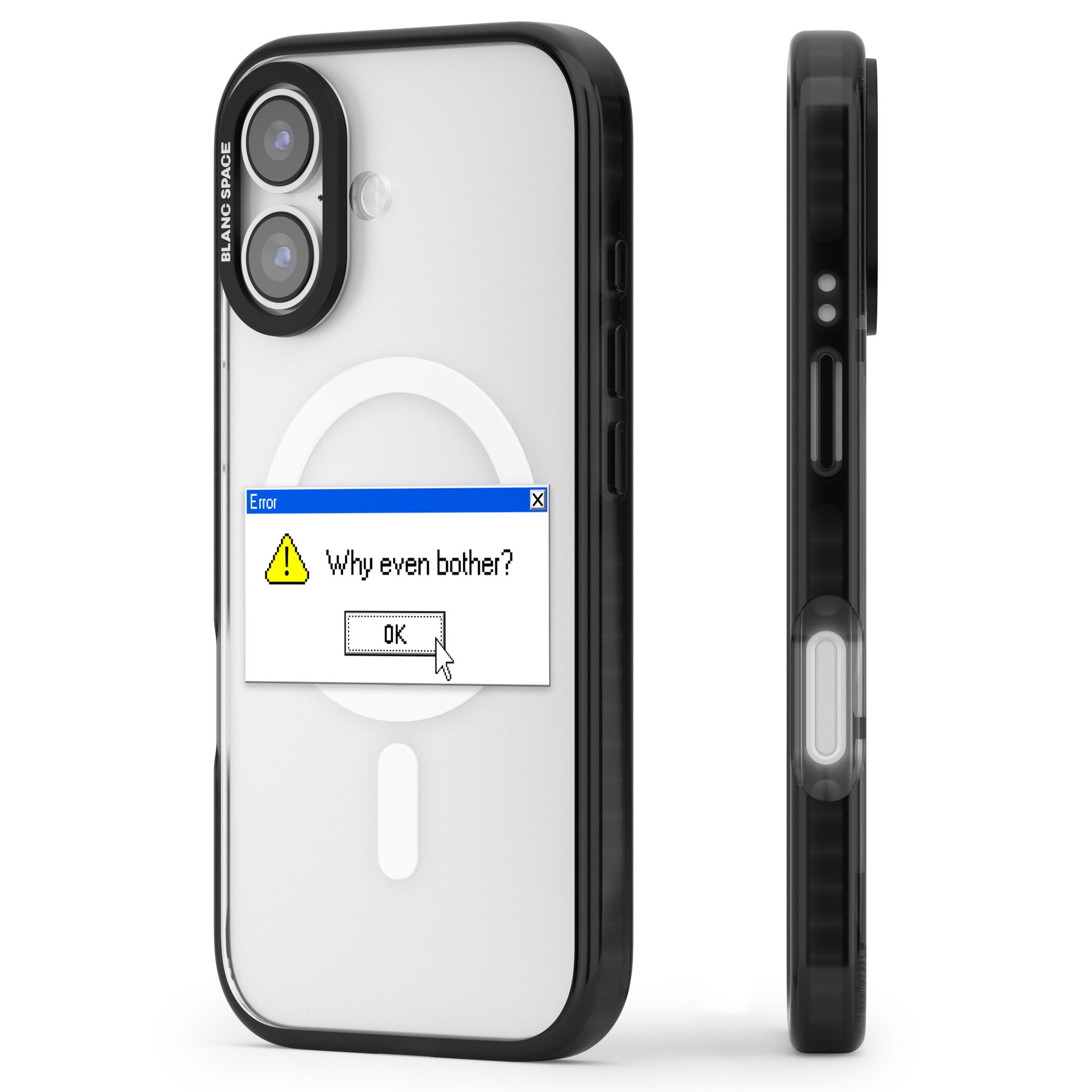 Why Even Bother Exe iPhone 17 Impact Pro Black Phone Case Side Profile