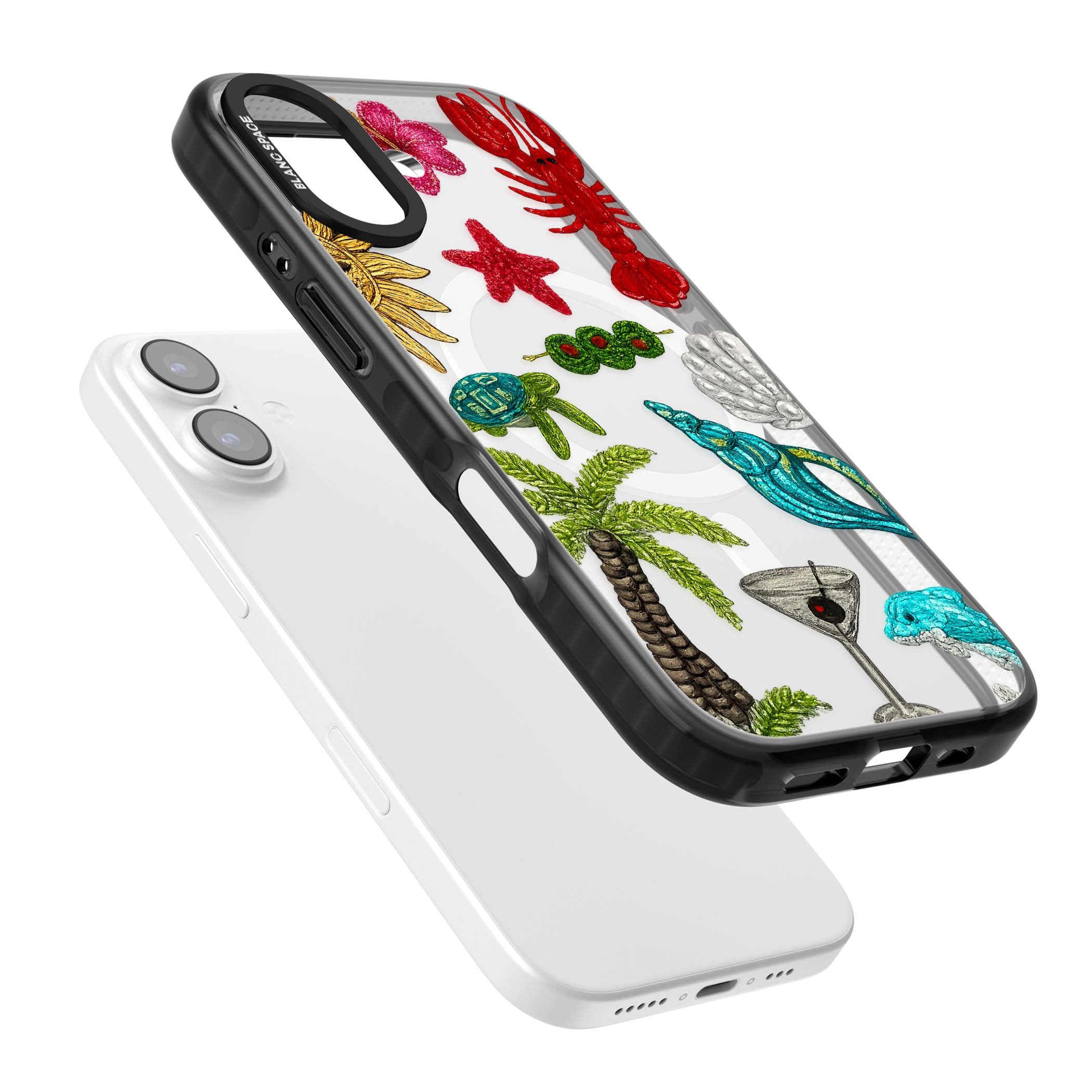Painted Coastal Pattern coastal iPhone case | Black Impact Magsafe case for iPhone 17