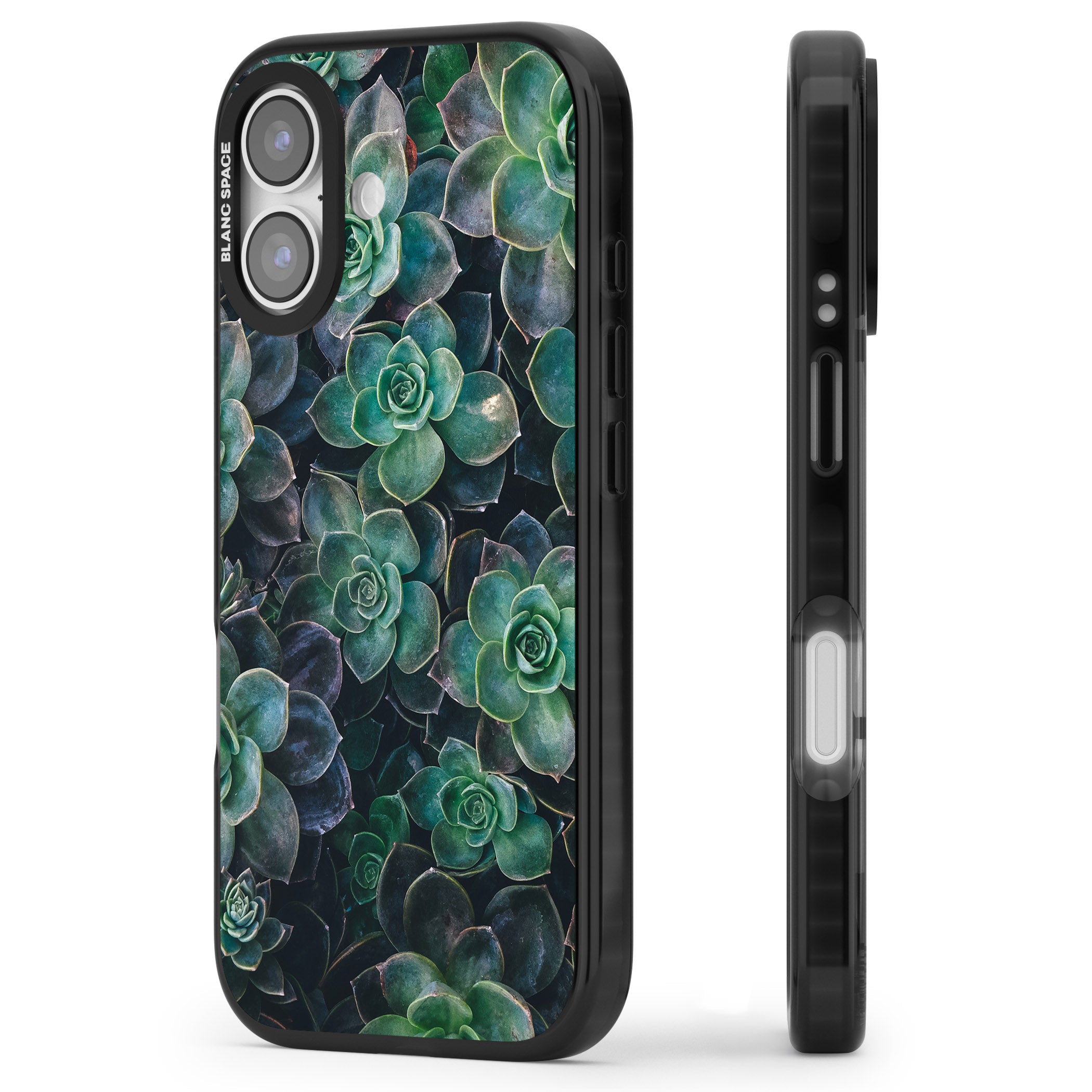 Succulent Bloom Botanical iPhone 17 Impact Pro Black Phone Case Side Profile