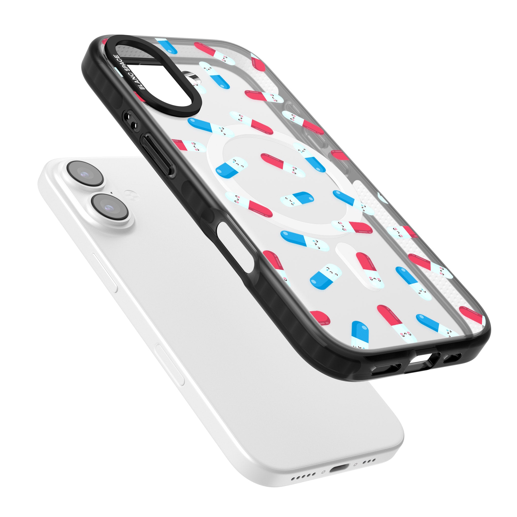 Kawaii Pill Pattern iPhone 17 Impact Pro Black Phone Case Colours